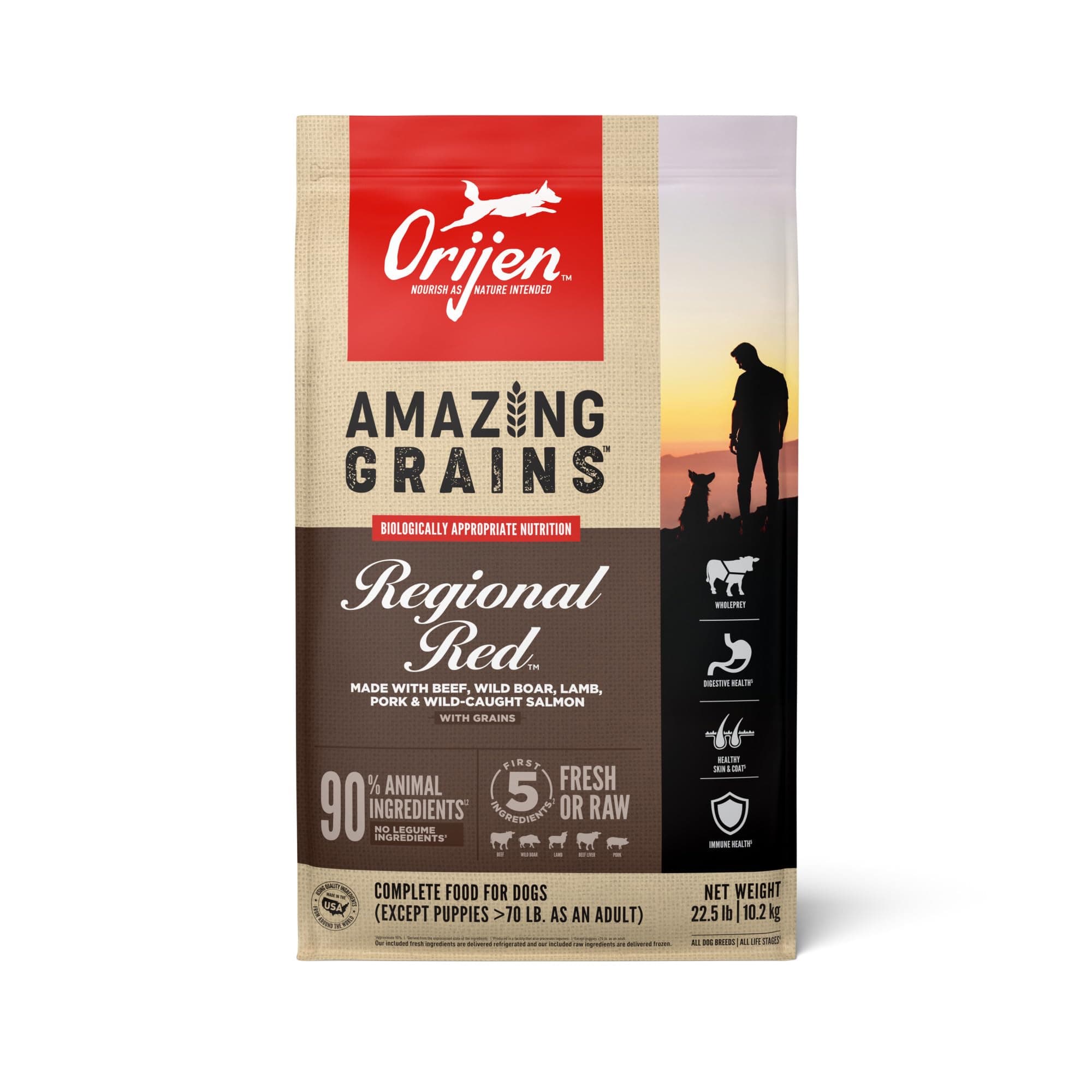 Amazing Grains High Protein Dry Dog Food Regional Red Recipe 22.5lb Bag