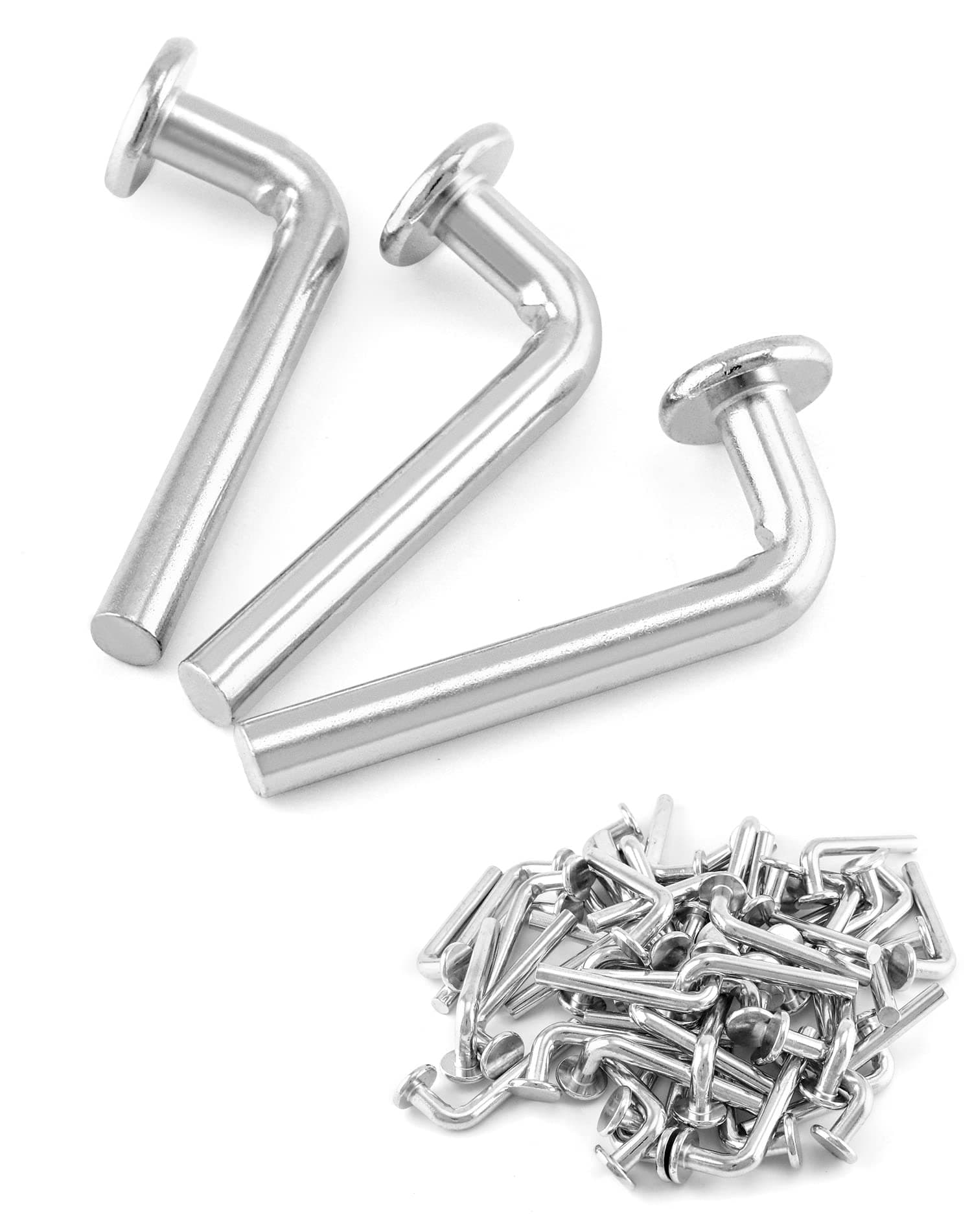 QWORK Pallet Rack Drop Pin, 50 Pcs M8x57mm Accessory Shelving System, Heavy Duty J Bolt Safety Universal Pins, Cross Beam Locker Drop Pin for Warehouse, Home