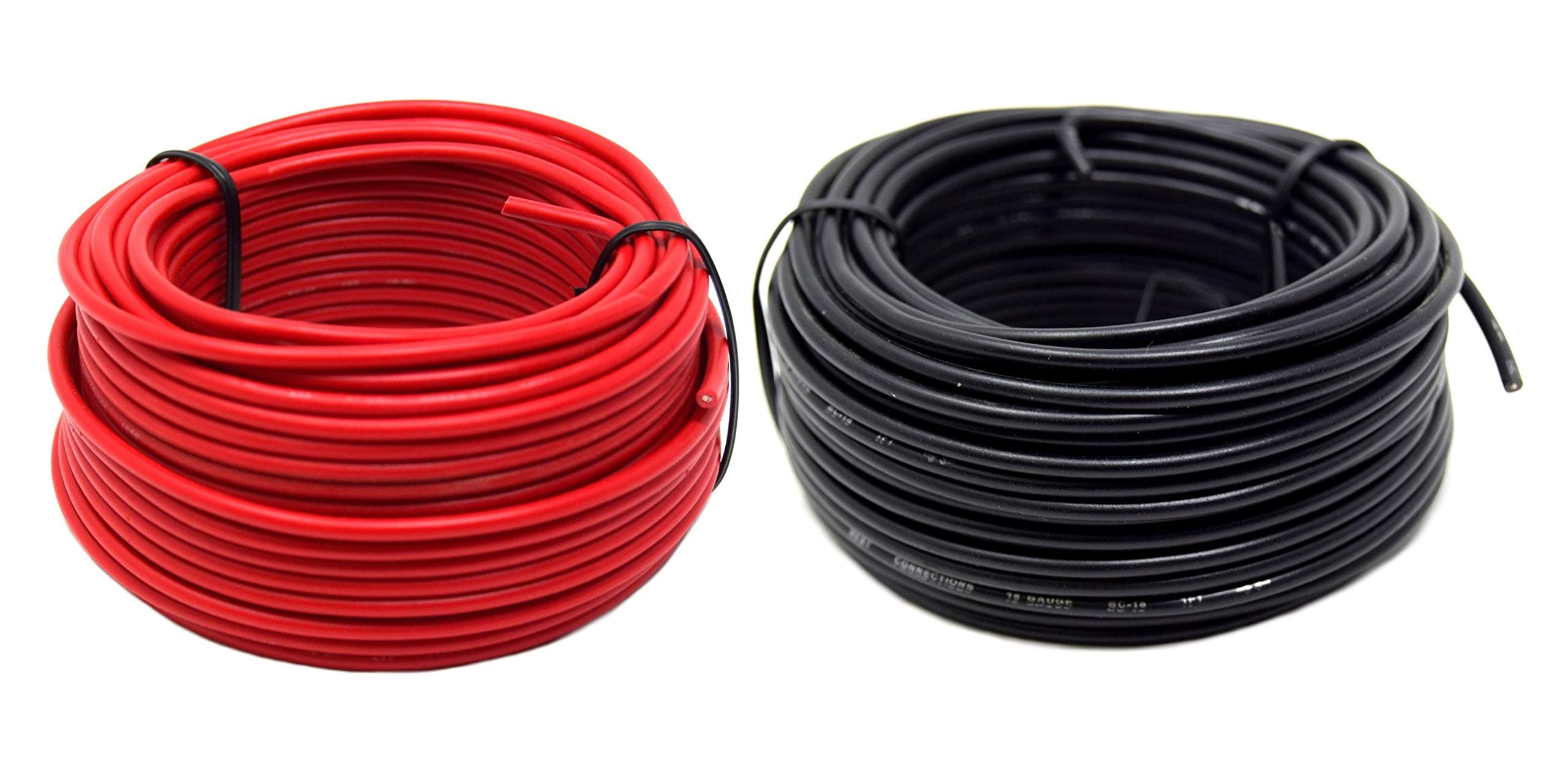 18 GAUGE WIRE RED & BLACK POWER GROUND 50 FT EACH PRIMARY STRANDED COPPER CLAD