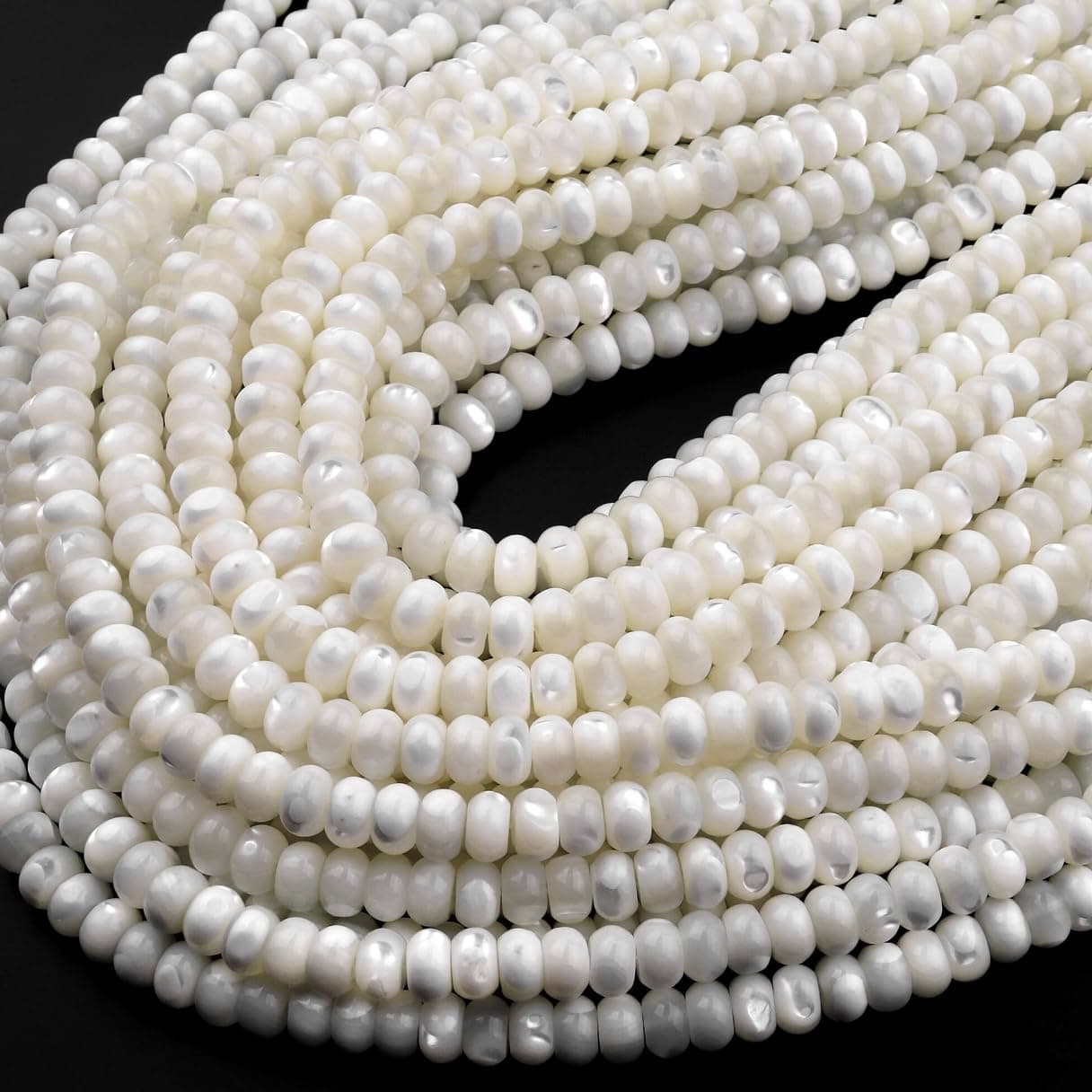 ABCGEMS Ultra-Shimmery Spiral Troca Shell Beads (Gorgeous Thick Nacre with a Radiant Sheen- Exquisite Luster) Pacific-Ocean Saltwater MOP Pearly-White DIY Jewelry Making Smooth Rondelle 8mm