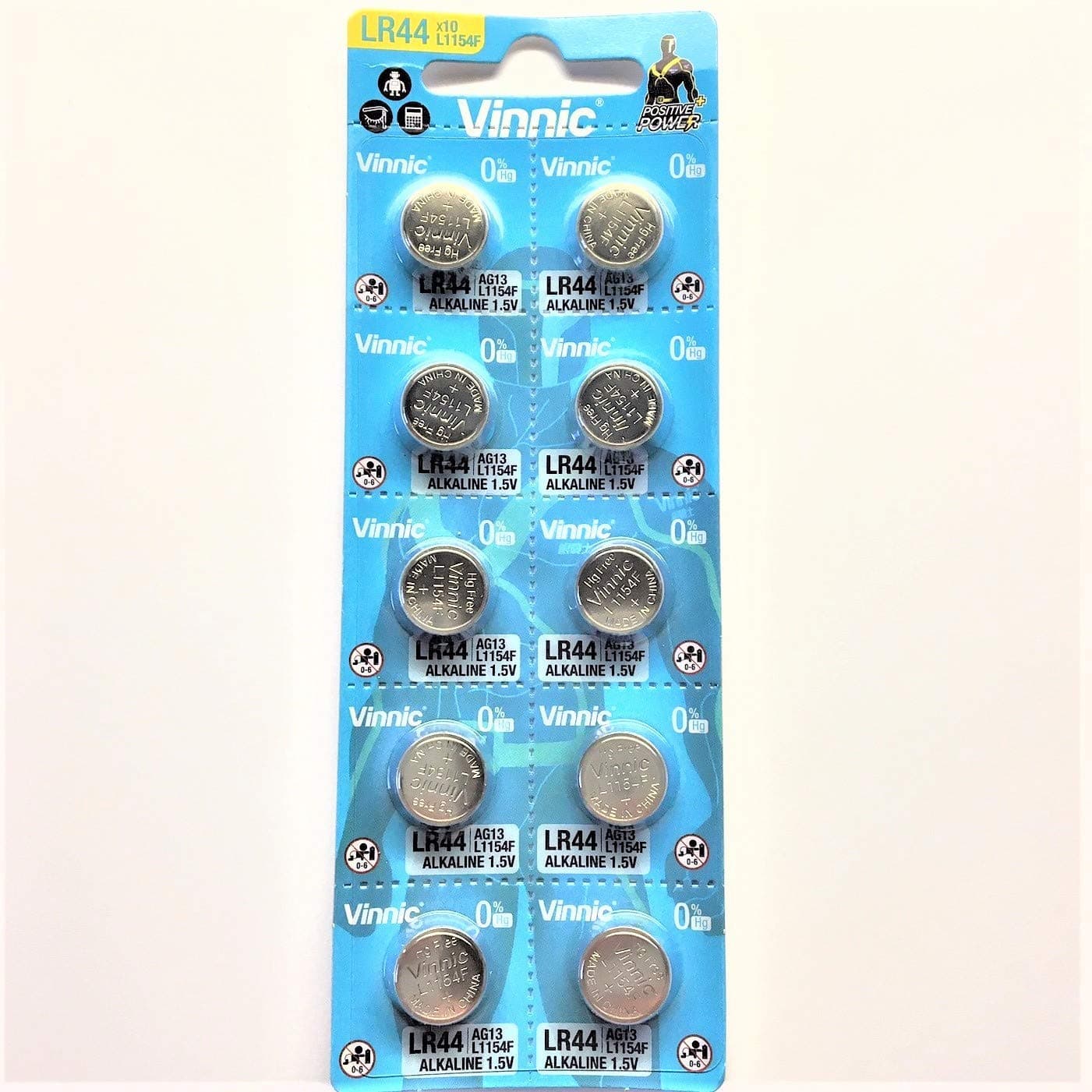 Vinnic 10 x Size LR44 V357 357 AG13 L1154 Alkaline Watch Battery