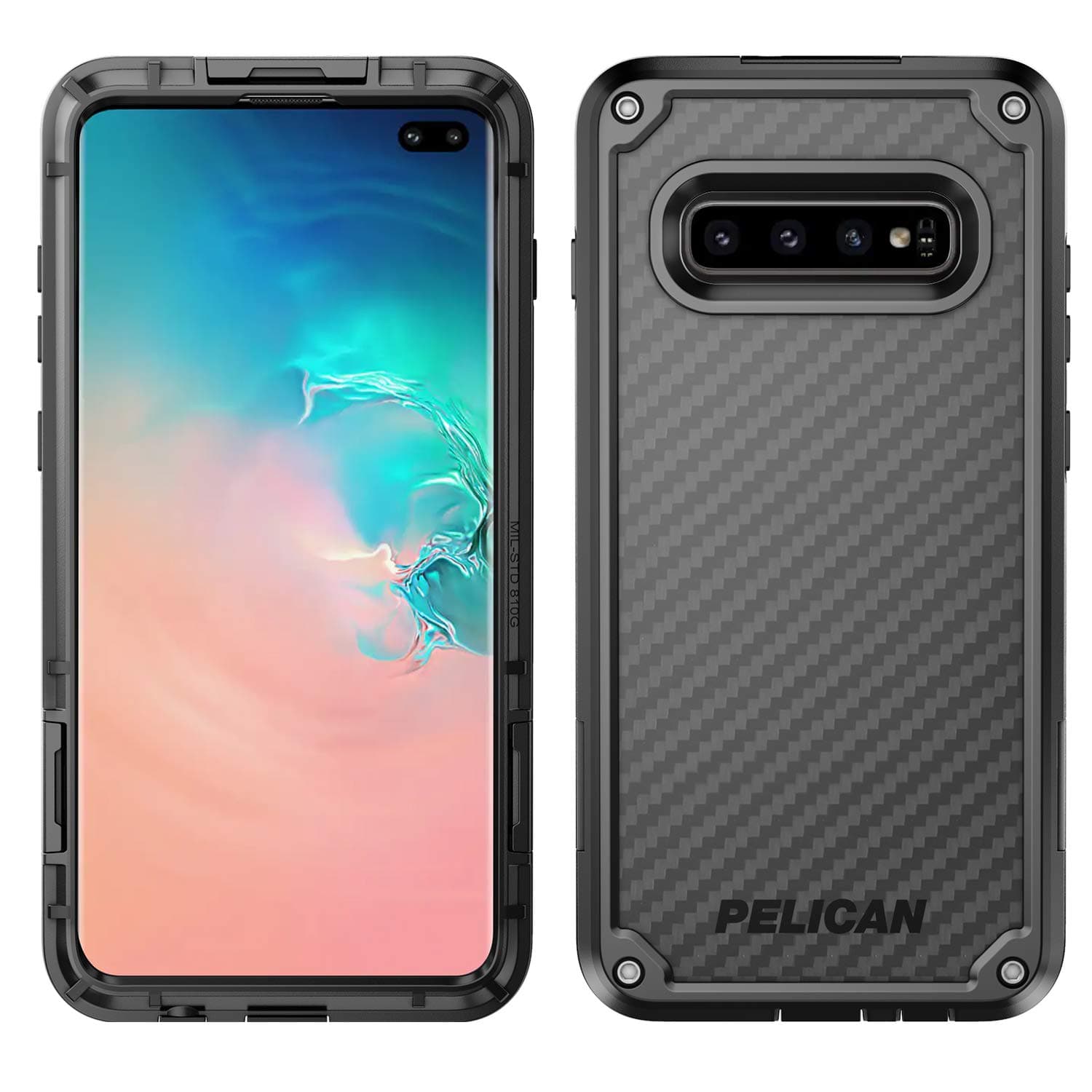 Pelican Shield Samsung Galaxy S10+ Phone Case, 5-Layer Extreme Protective Smartphone Cover, 12-Foot Drop Protection, Kickstand Belt Clip Accessory (Black)