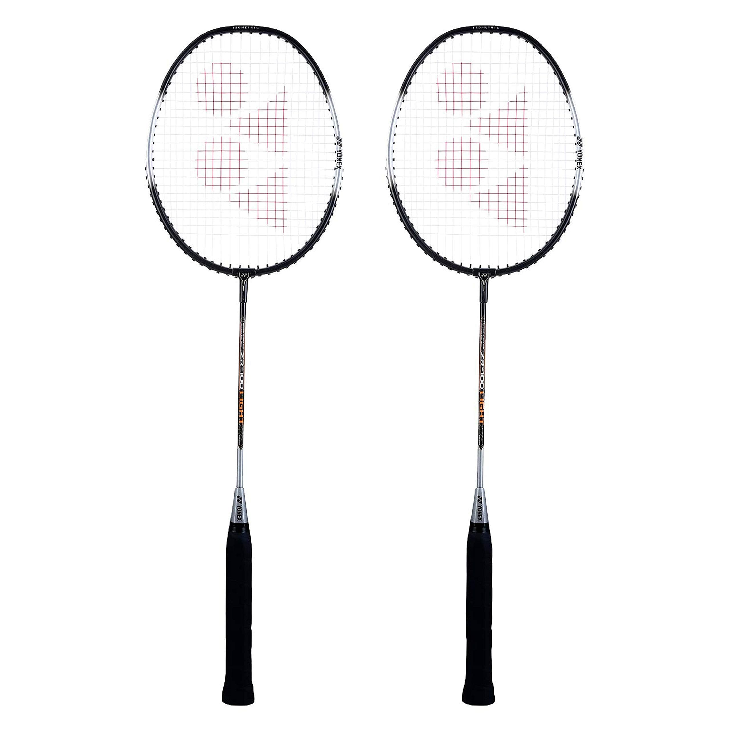 YONEX ZR 100 Light Aluminium Badminton Racquet with Full Cover (Black/Black) Set of 2
