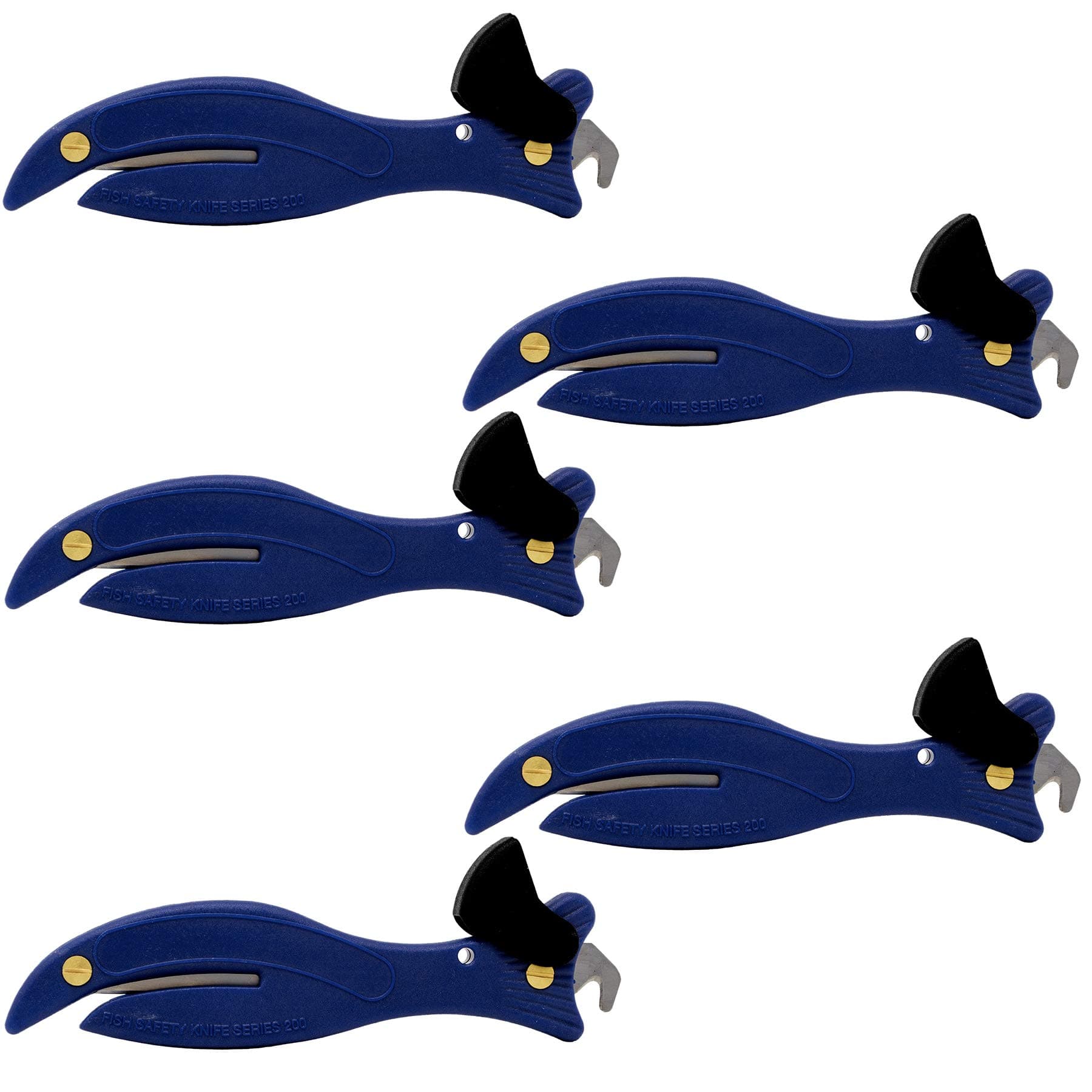 Fish 200 Original Enclosed Blade Safety Box Cutter (5, Blue)