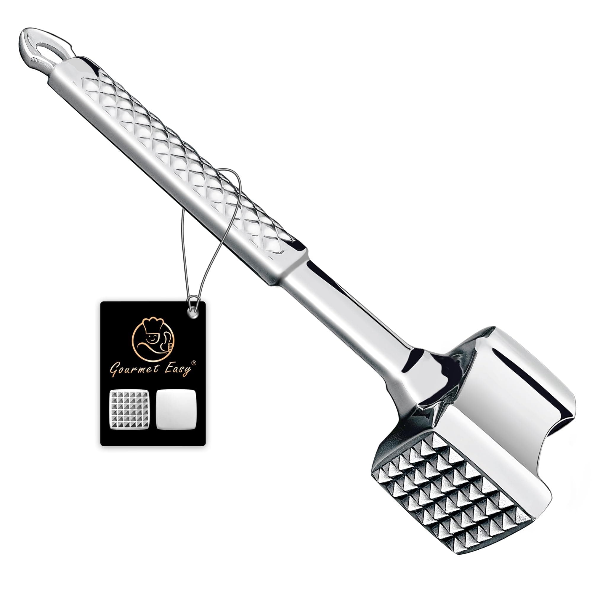 Stainless Steel Meat Tenderizer Tool, Premium Meat Mallet with Non-Slip Grip, Dual-Sided Kitchen Mallet Ideal for Tenderizing Steak, Poultry & Chicken Cutlet, Dishwasher Safe with Long-Term Warranty