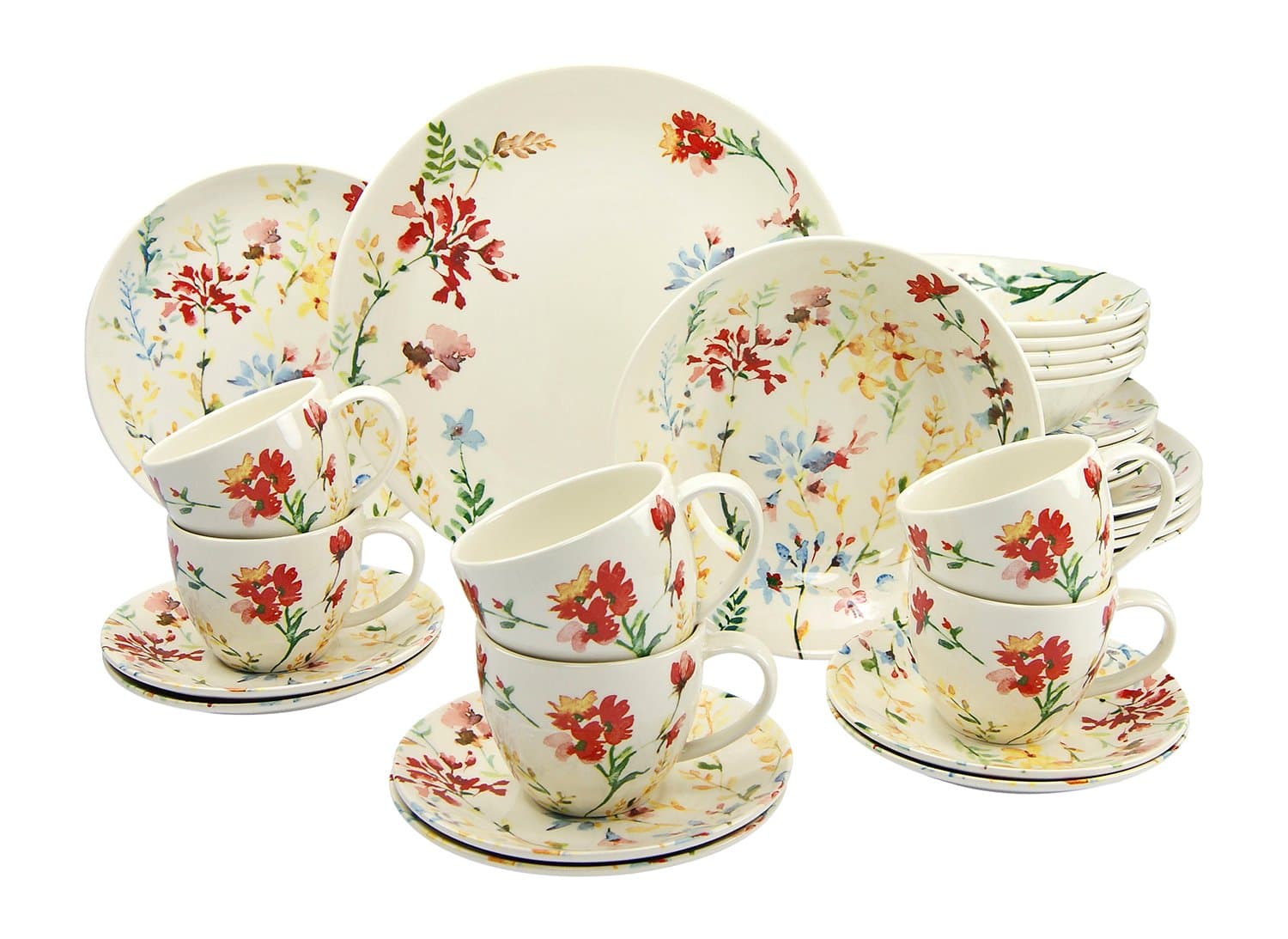 Creatable 19721 Spring Floral Dinner Ware Set, Stone, Multi-Colour, 40 x 32.5 x 32.5 cm