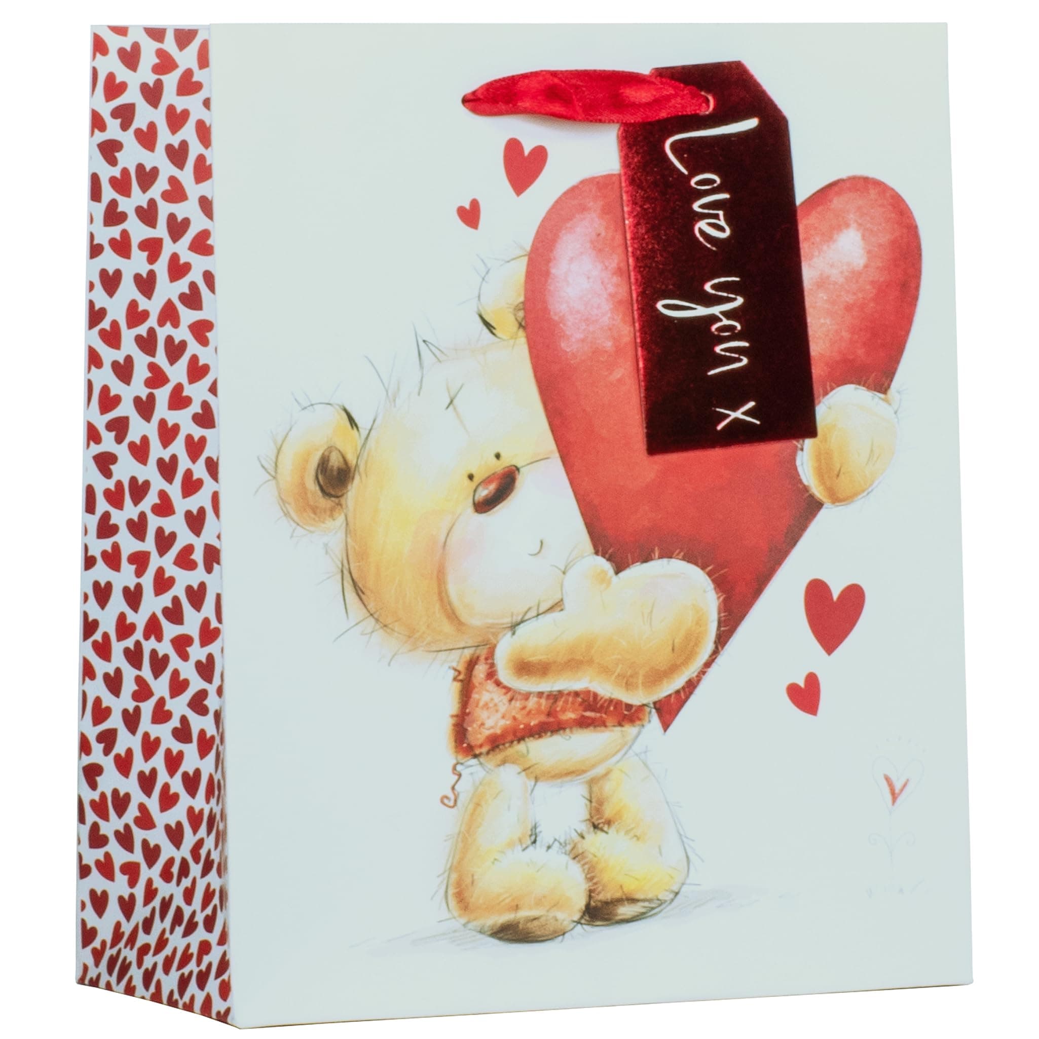 Design by Violet Cute Bear With Love Heart Valentines Day Gift Bag With Love You Gift Tag Medium