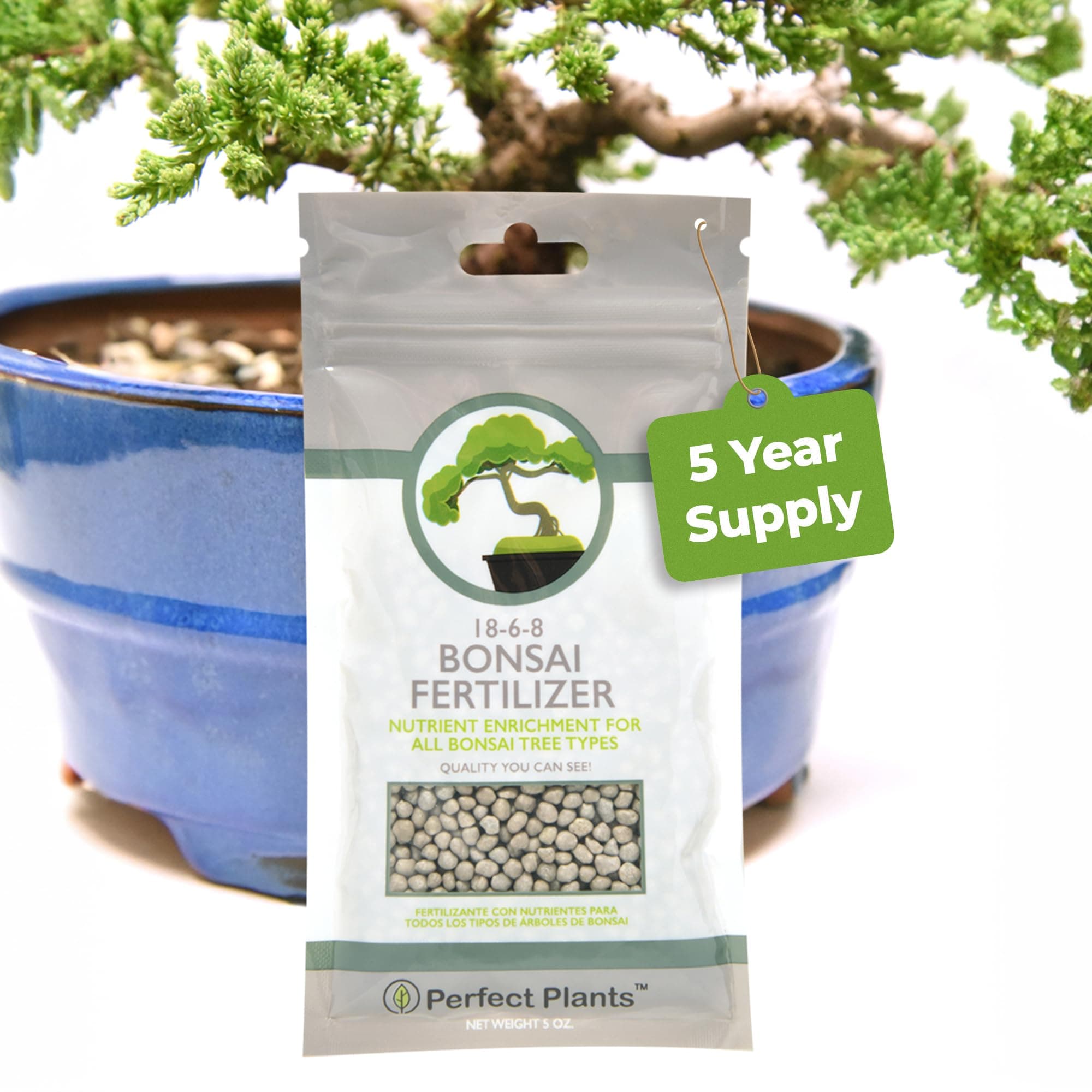 Bonsai Fertilizer Pellets by Perfect Plants - 5 Year Supply - All Natural Slow Release - Extended Enrichment for All Live Bonsai Tree Types