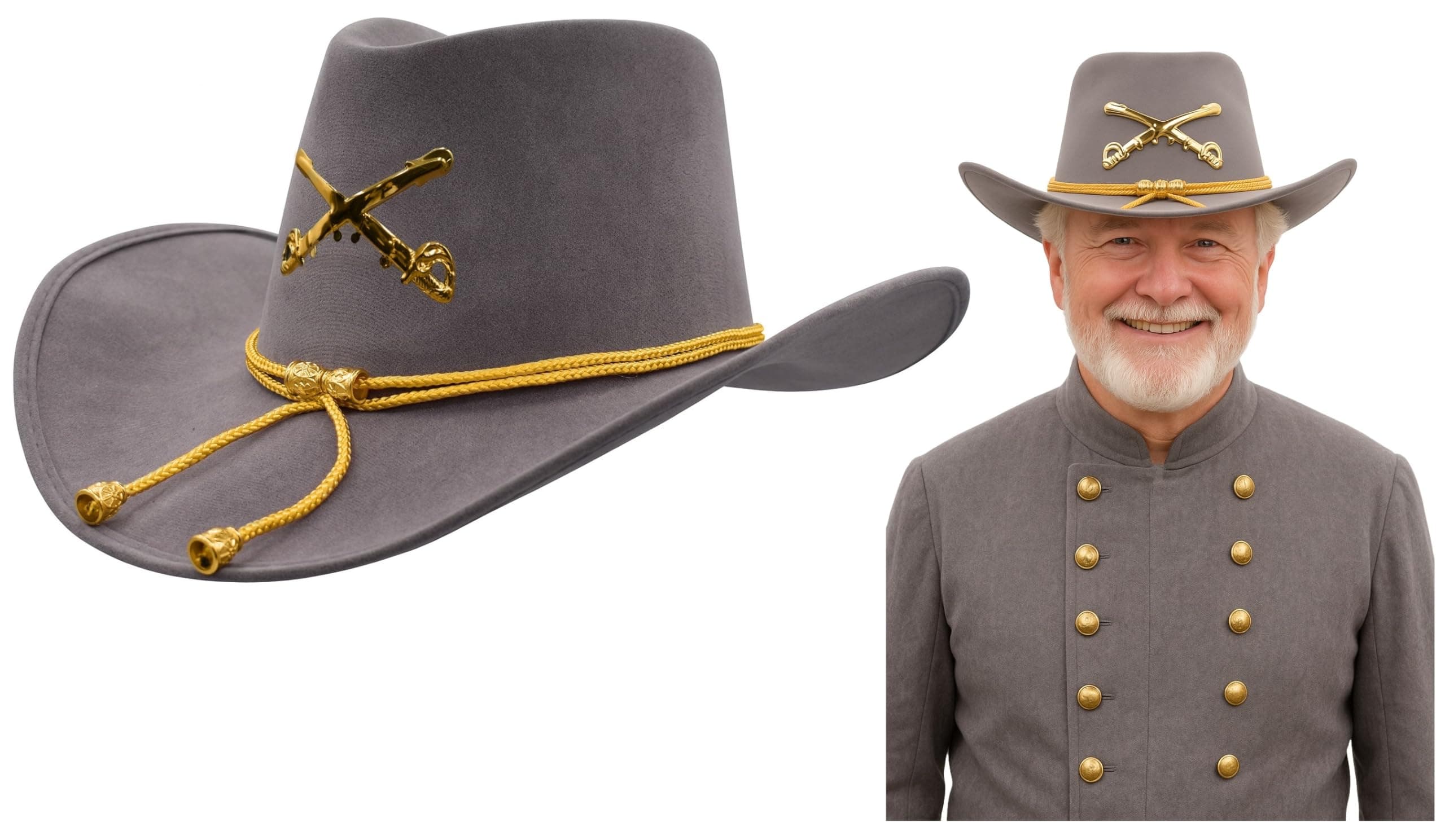 Nicky Bigs Novelties Costume Accessory Civil War Officer Cowboy Hat, Gray