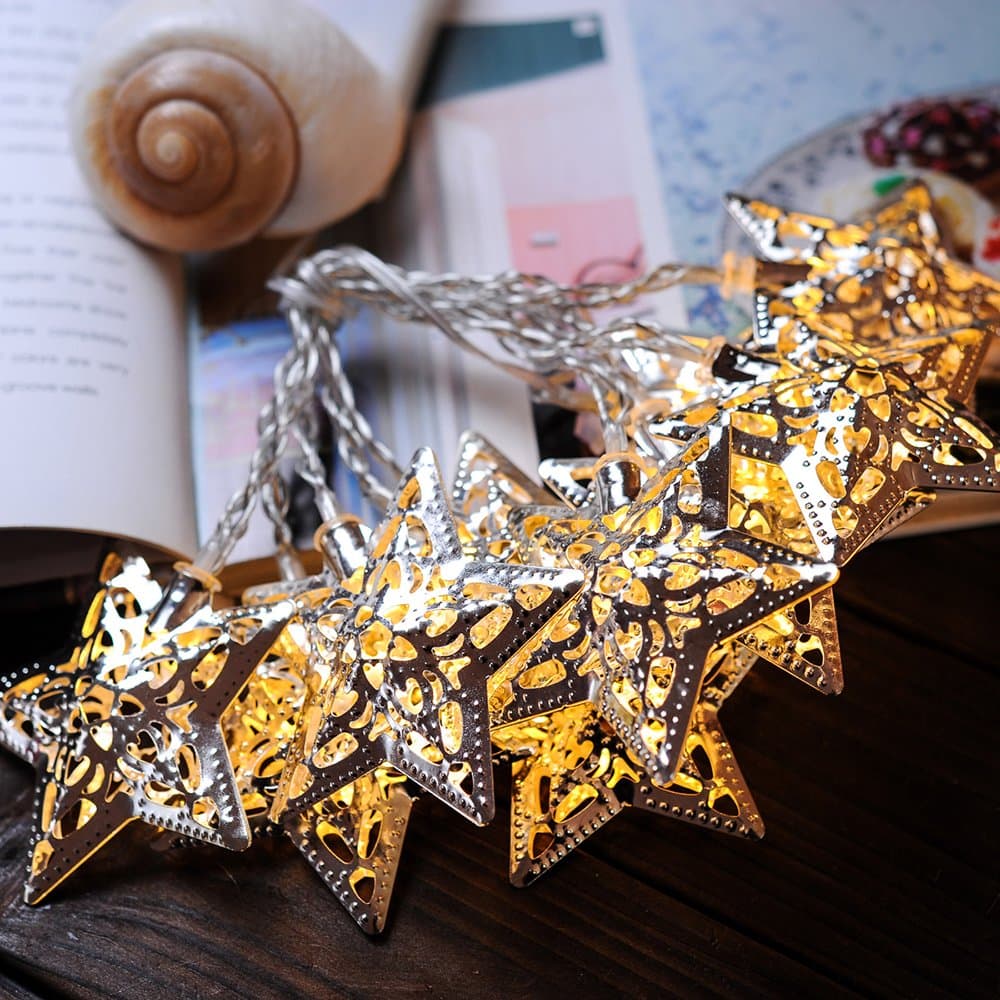 Christmas Festival 10 LED Fairy String Lights, Battery Operated - Star - A Style