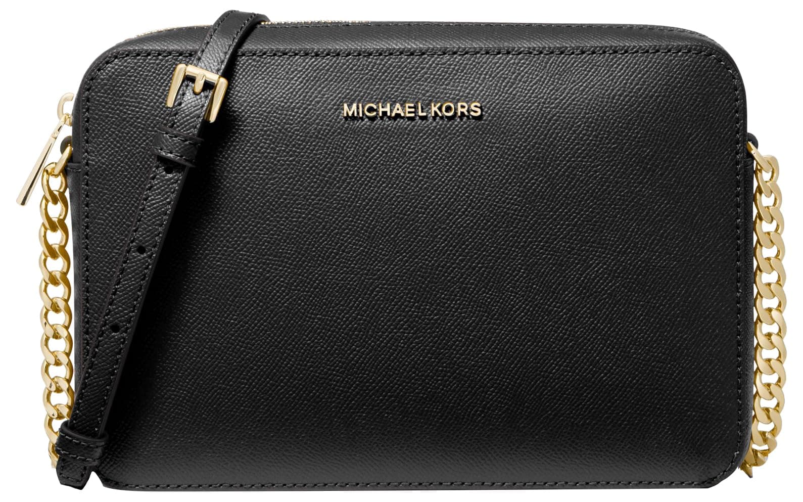 Michael Kors Women's Jet Set Crossbody Leather Bag, Black, Large