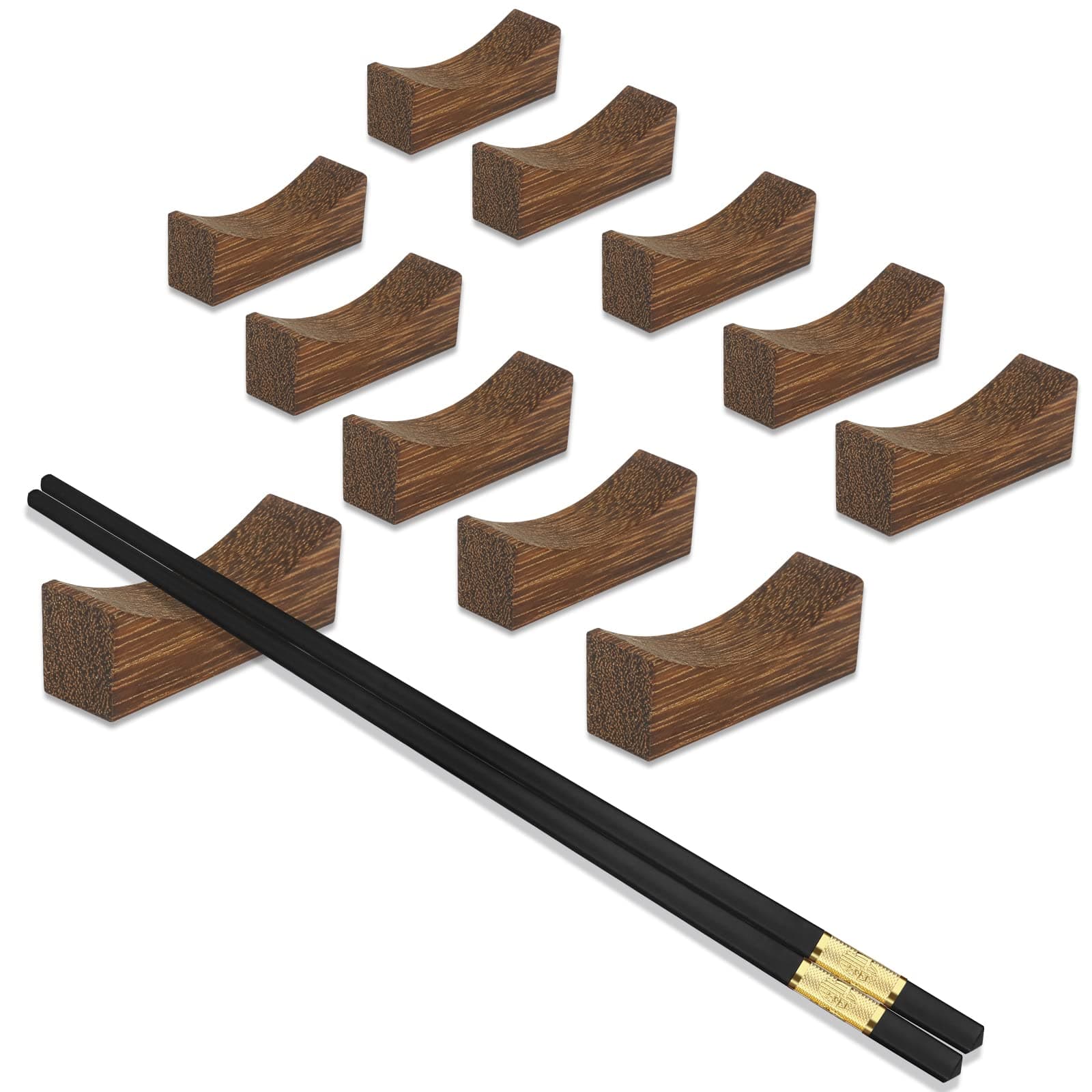 10pcs Quality Wooden Chopsticks Rests and Holders for Spoons Forks Knives Tableware, Natural Healthy Cutlery Rest Stand Rack Set for Home Kitchen Restaurant Party Dinner Dining Tidy (70, Grams)