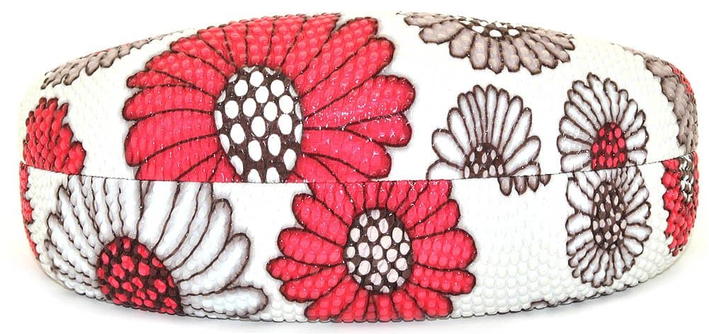 Hard Clamshell Case for Large and Oversized Eyeglasses Sunglasses - Many Colors (Flowers Yellow-White)