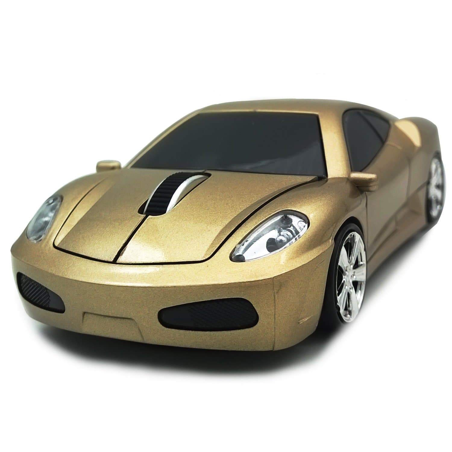 Wireless Car Mouse, TDRTECH 2.4GHz Optical Gaming Mouse Cool Sport Car Wireless Mouse, DPI 1600, 3D (Gold)