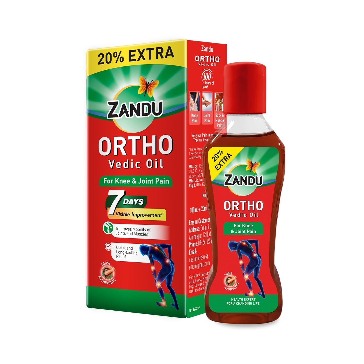 Zandu Ortho Vedic Oil - 120ml | Ayurvedic Oil for Relief from Knee and Joint Pain,Muscle Pain, Osteoarthritis Visible Improvement in 7 days