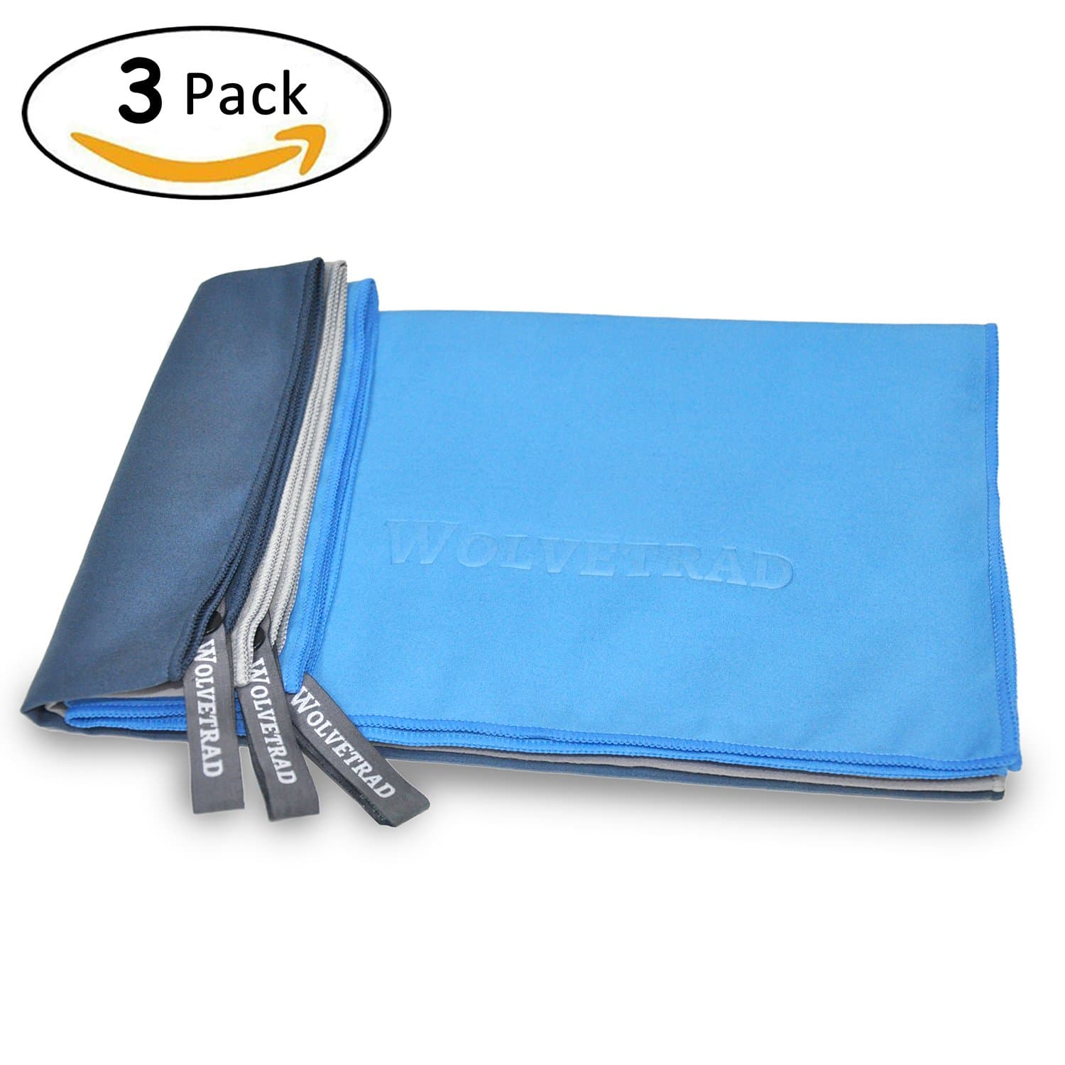 Microfiber Travel Towel, Super Lightweight Absorbent Quick Dry Towel with Mesh Bag, for Bath Camping Beach Yoga Gym, Large and Small, Free Hand/Face Towel