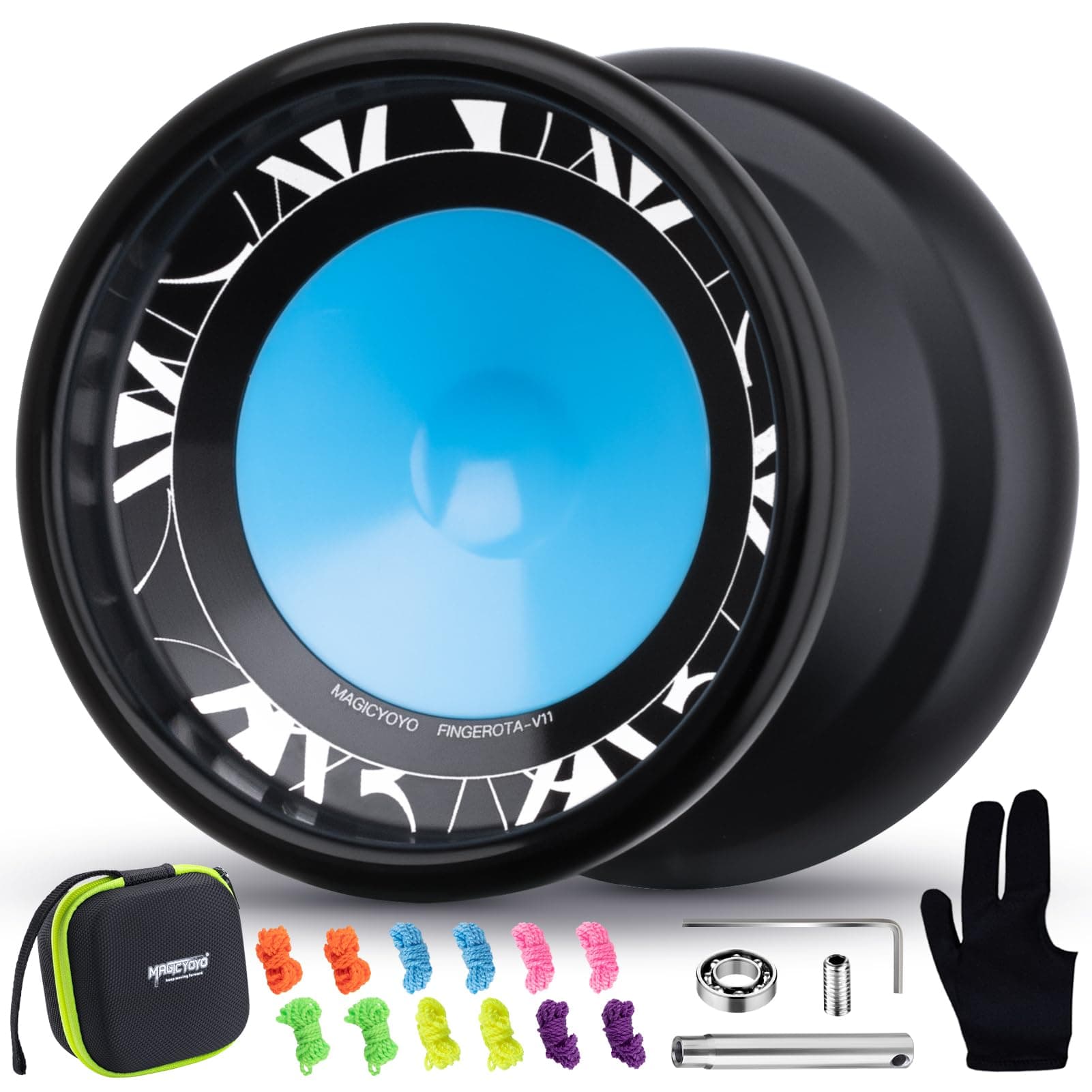 V11 Pofessional Unresponsive Yoyo for Intermediate Advanced & Responsive Bearing for Beginners, Dual Purpose Trick Yoyo+ Glove, 12 Strings,Storage Case
