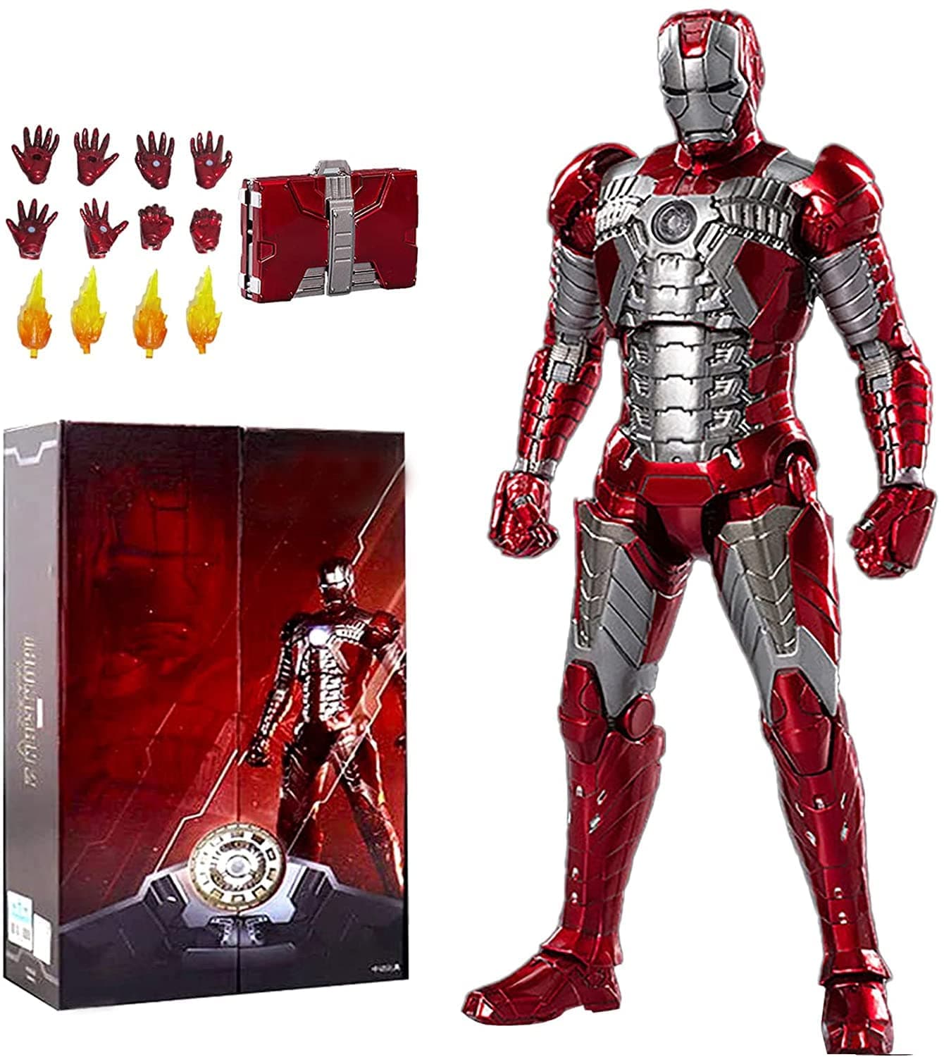 Ironman Movie Series - Collectible Ironman Action Figure Metal Painting 20 Joints Movable Model Toys (7 inches) (Mark 5)