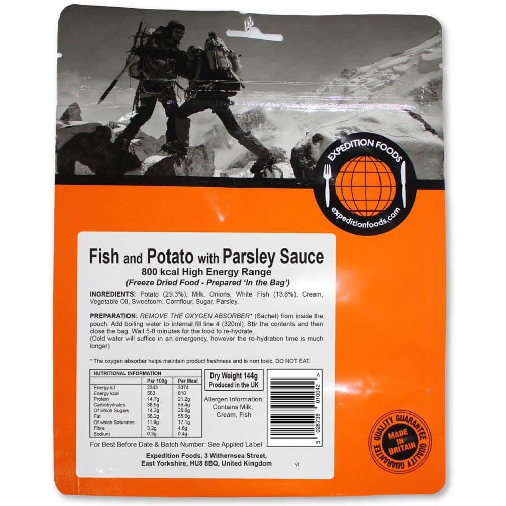 Expedition Foods Fish and Potato with Parsley Sauce | Freeze-Dried Camping & Hiking Food