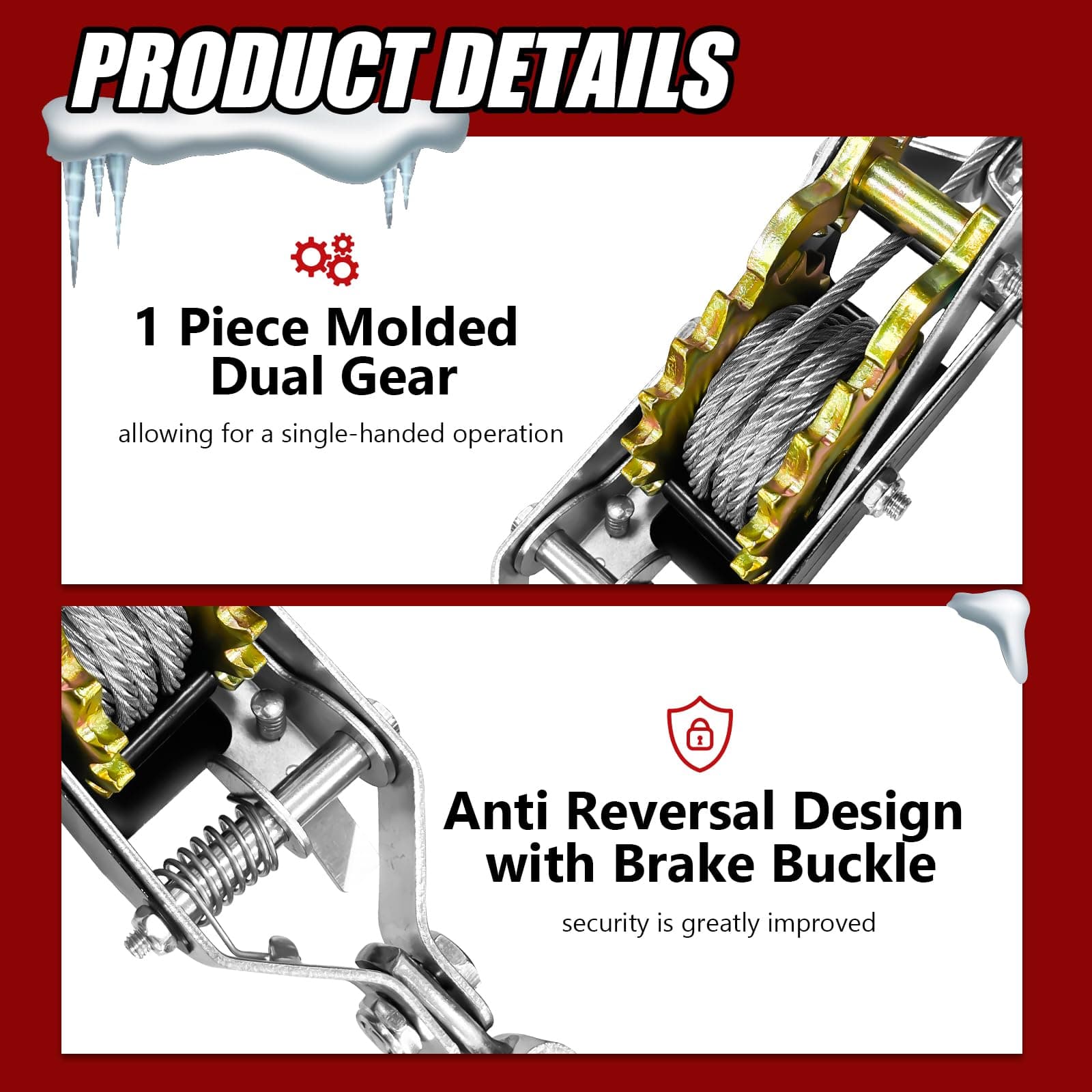 Come Along Winch 2 T Pulling Capacity 7 FT Steel Cable 2 Hooks Heavy Duty Ratchet Power Puller Tool with Dual Gears Automotive Hoist Cable Puller Ideal for Vehicle Rescue.