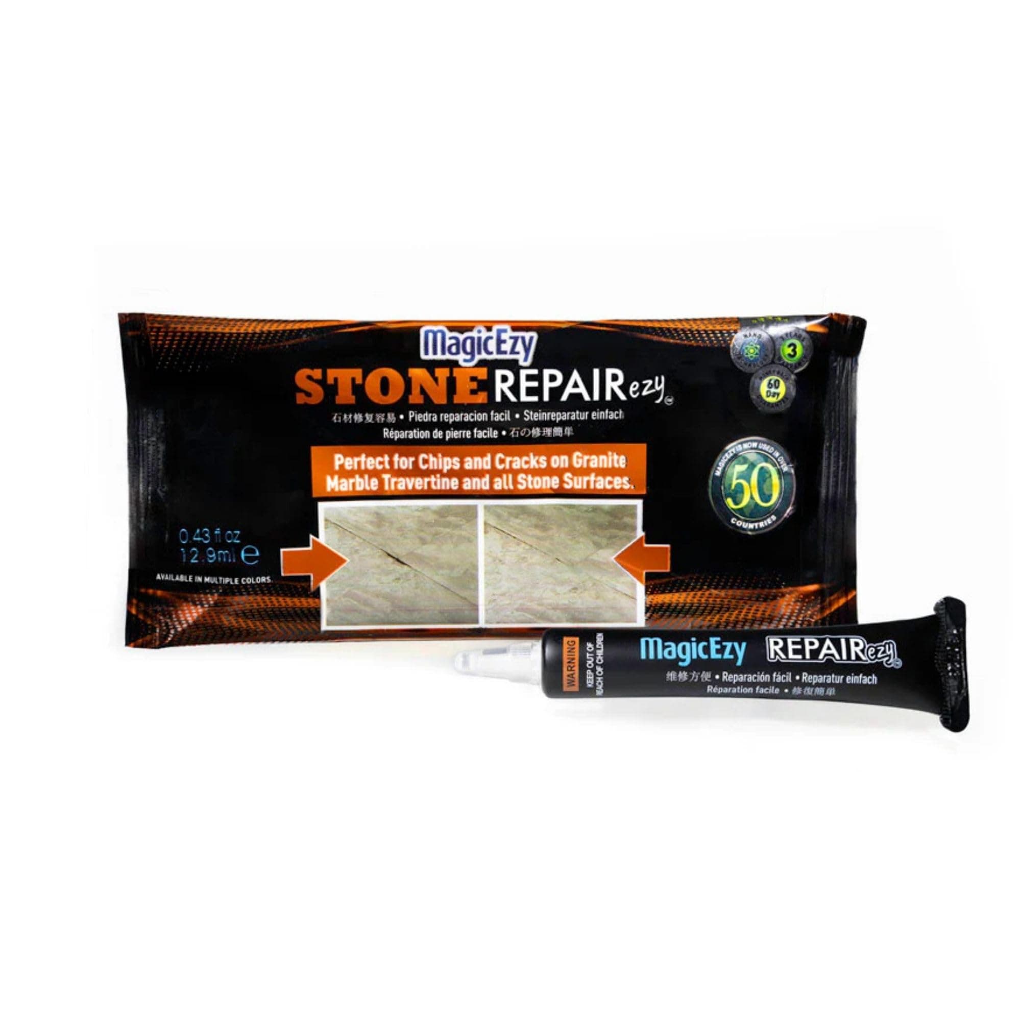 – MagicEzy Stone Repairezy: Stone Fix - Repair Chipped and Cracked Granite Tiles and Countertops Fast - Marble, Granite and Travertine Repair Kit - Super Strong (Clear)