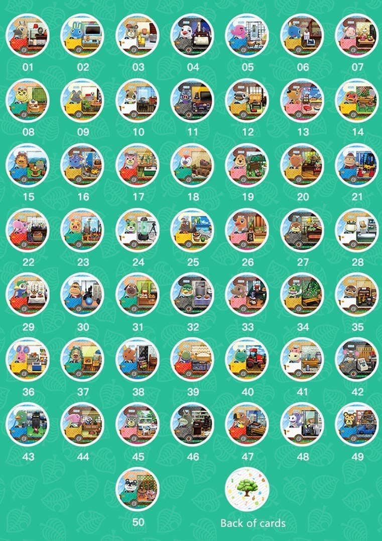 NFC Mini Cards for Animal Crossing New Horizons 50pcs with Card Holder for Switch/Switch Lite/Wii U