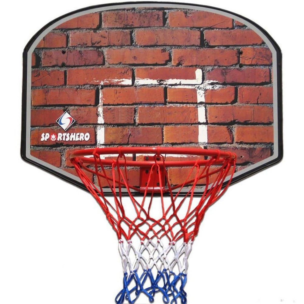 18'' Professional Wall Mounted Indoor Basketball Hoop Ring and Backboard including Net (Brick Wall)