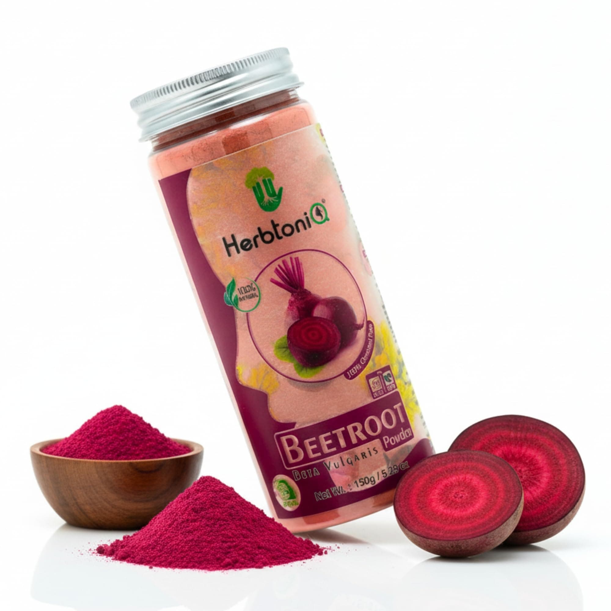 Herbtoniq Natural & Organic Beetroot Powder for Skincare, Haircare & Body Care