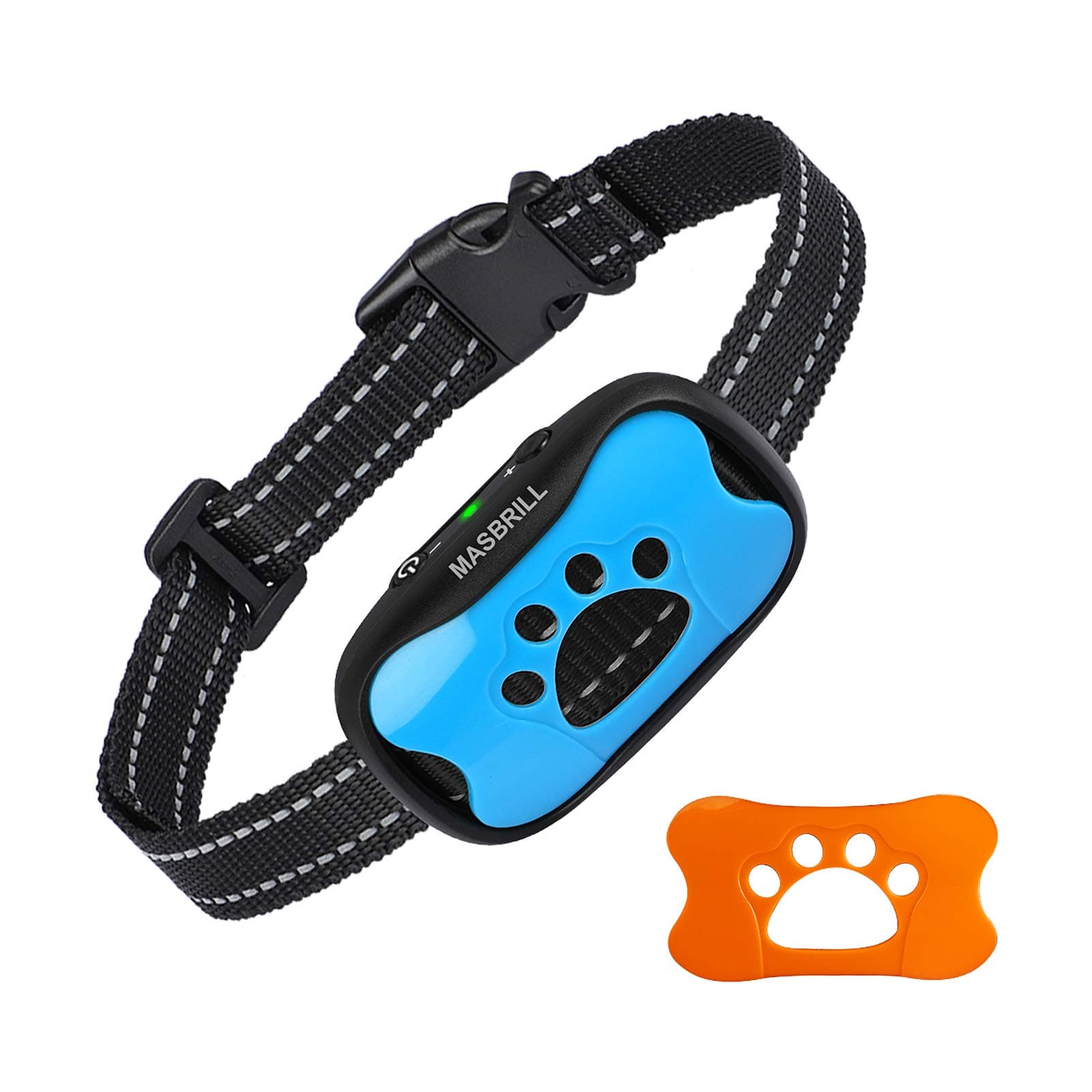 MASBRILL Anti Bark Collars for Dogs, Rechargeable Bark Collar for Small Medium Large Dogs, Dog Barking Collar with Vibrating Beep Training, Stop Dog Barking Deterrent Device 7 Sensitivity Levels(Blue)