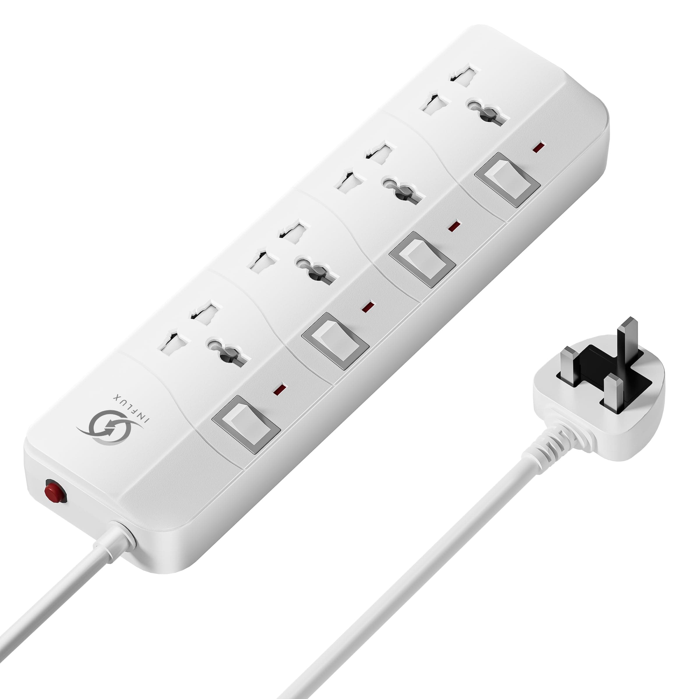 Extension Cord with 4-Outlet - 5 Meter Multi Plug Extension Cable for Maximum Reach and Versatility - Power Strip with Universal Plug adapter and Heavy duty power Cord with 13A Fused plug.