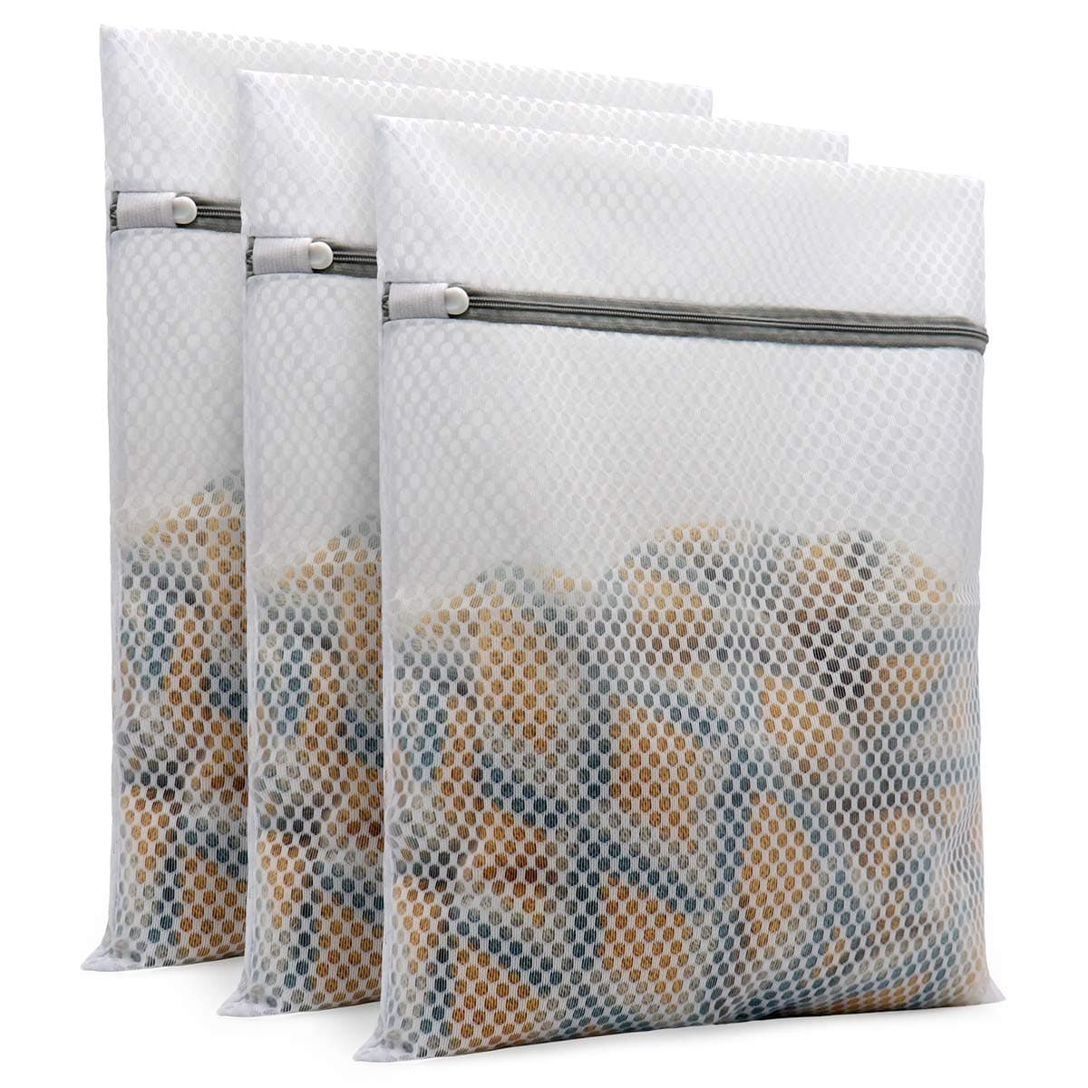 Andeya 3Pcs Durable Honeycomb Mesh Laundry Bags for Delicates 12 x 16 Inches