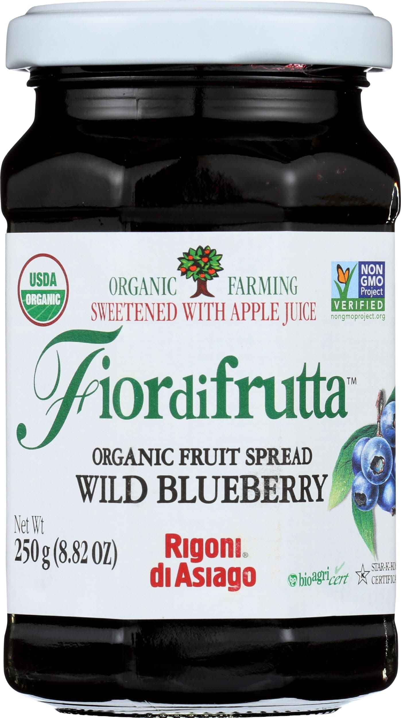 Fiordifrutta Organic Fruit Spread, Wild Blueberry, 8.82 Ounce