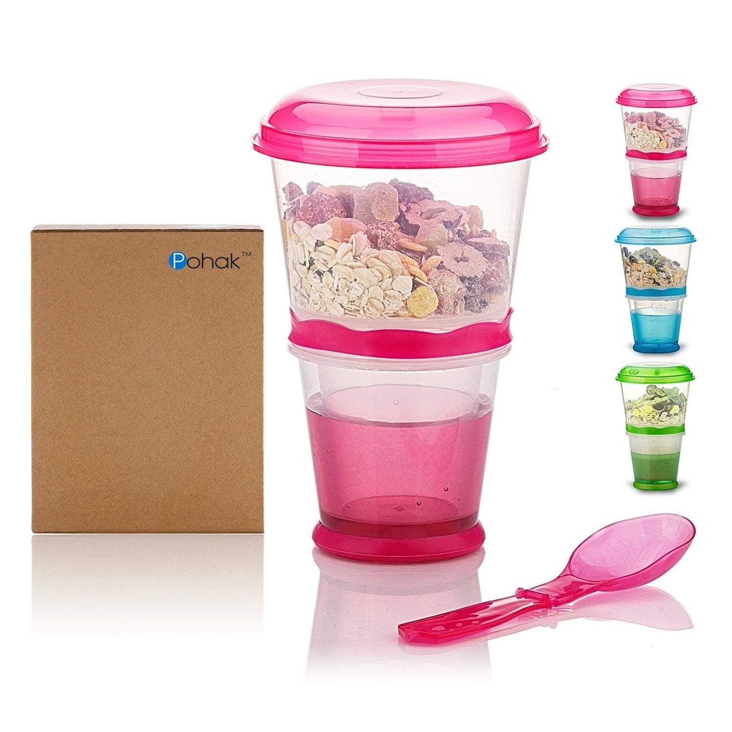 Cereal On The Go Cups Breakfast Drink Cups Portable Yogurt and Cereal to-Go Container Cup