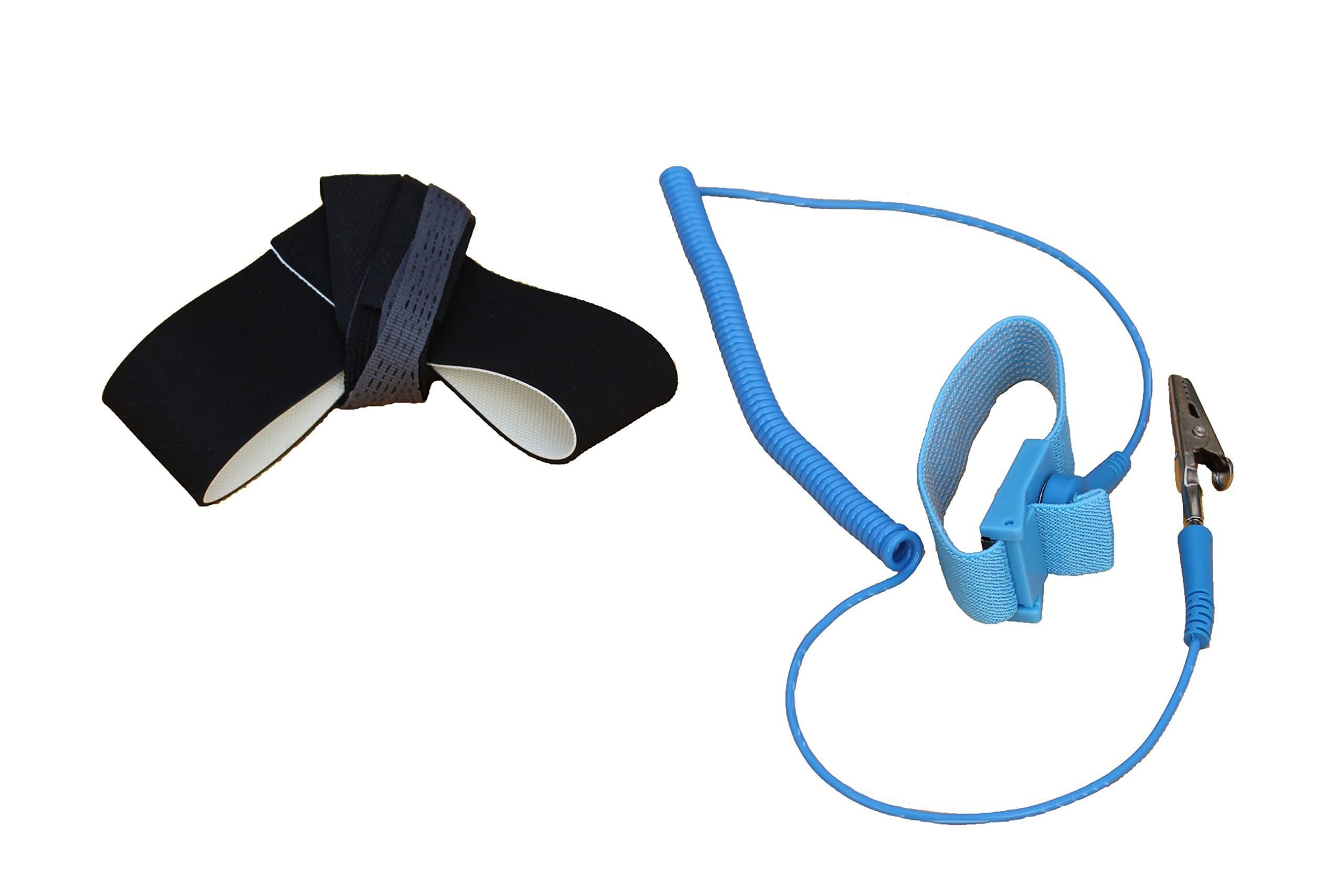ESD Anti Static Foot Heel Strap and Wrist Bracelet Strap Combo, 1M Ohm Resistor, Adjustable, Reusable, One Size Fits All