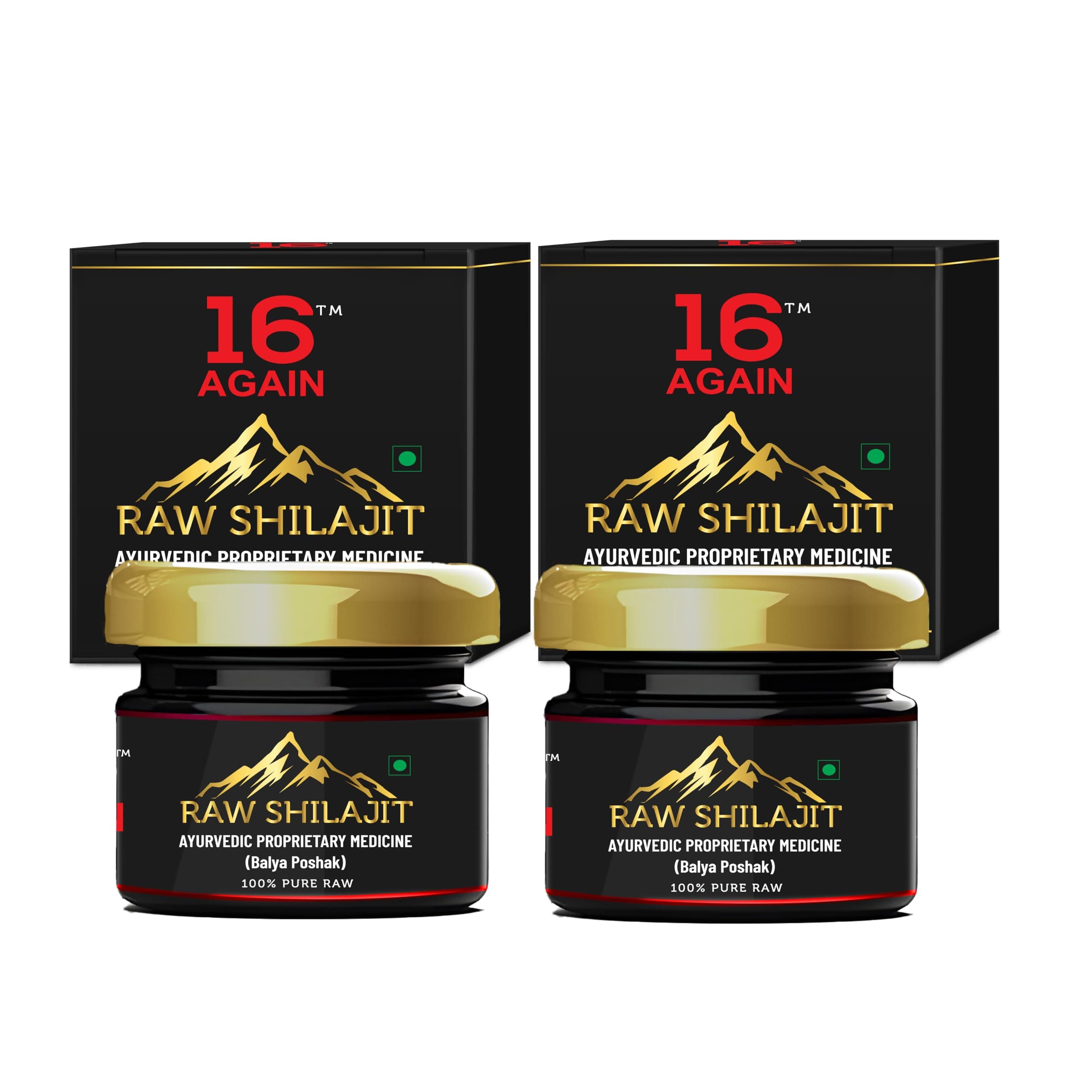 16 AGAINHimalayan Shilajit Resin - Natural Ayurvedic Medicine, Anti-Inflammatory, Antioxidant, Energy & Immunity Booster, Anti-Aging, Detoxification, Stress Relief Supplement -15g Pack of 2
