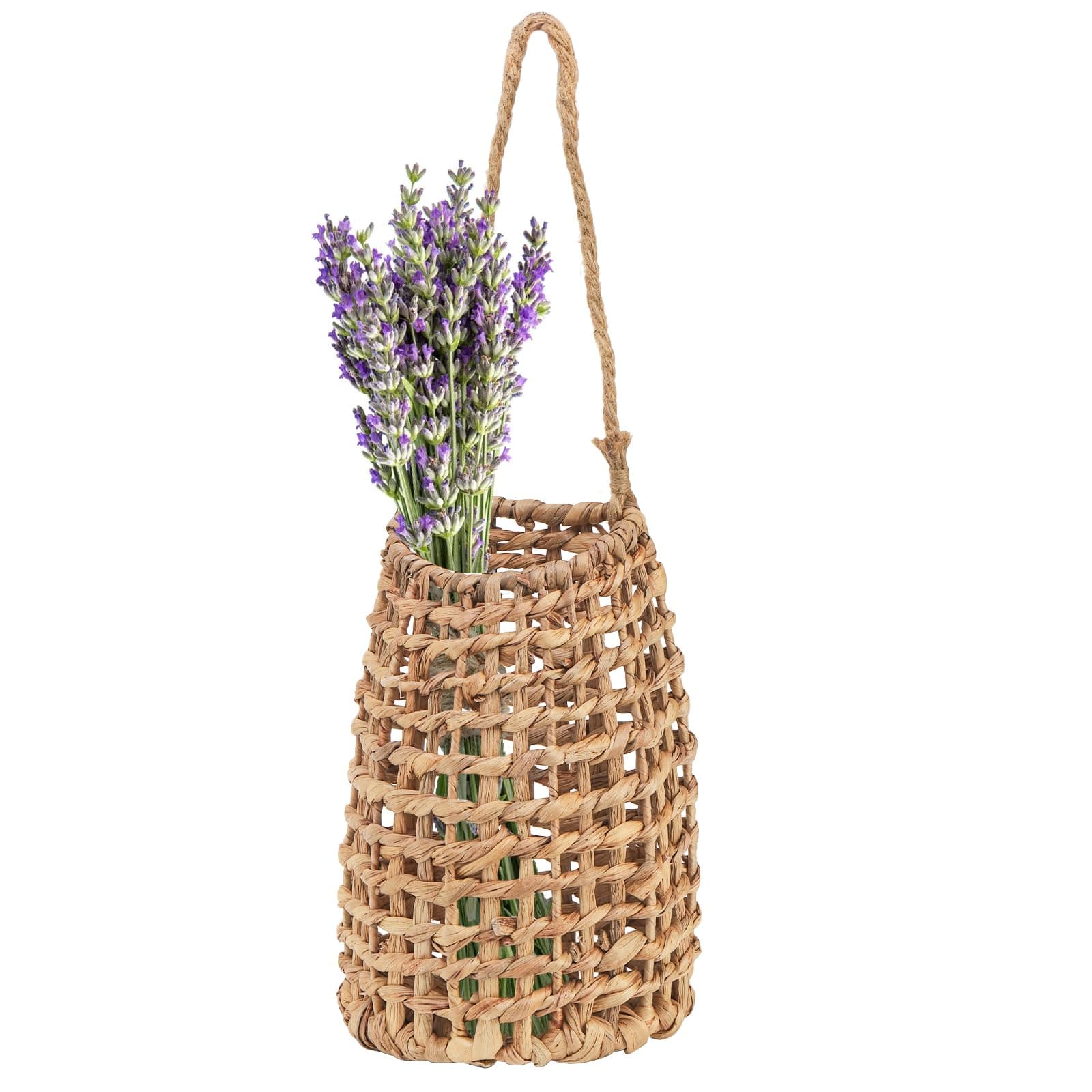 Hiceeden Woven Front Door Basket, Water Hyacinth Hanging Wall Flower Basket, Wall Decor Boho Decoration Veggies Storage Basket for Home, Pantry, Garden, Farmhouse