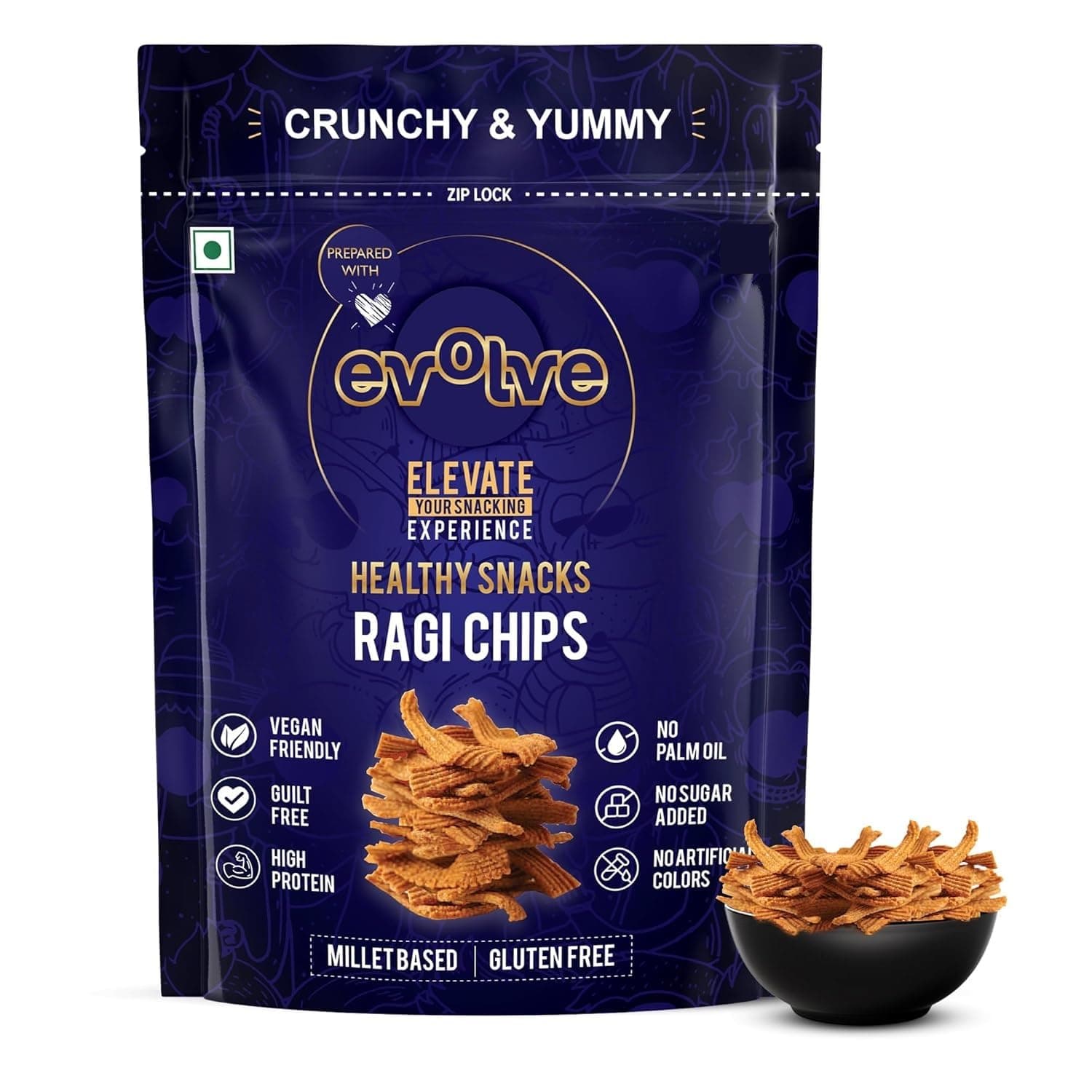 Snacks Ragi Chips | Guilt-Free Goodness | High in Fiber | Low in Sodium | Healthy Snack | Gluten-Free | Vacuum Cooked (Ragi chips, 200g)|