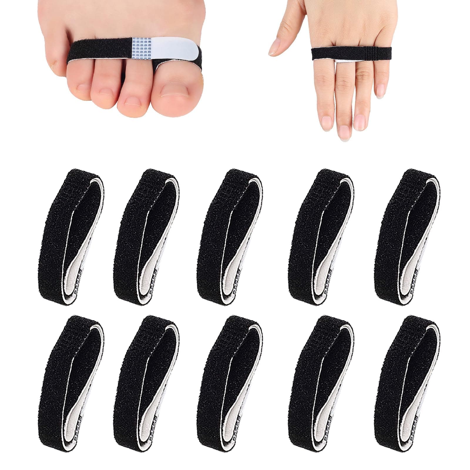 Buddy Tape Finger Straps, 10PCS Finger Loops Tapes Finger Buddy Wraps for Broken, Sprained, Jammed, Fractured Fingers,Swollen Finger, Splints Brace Finger Splint Solution To Support Injured Fingers