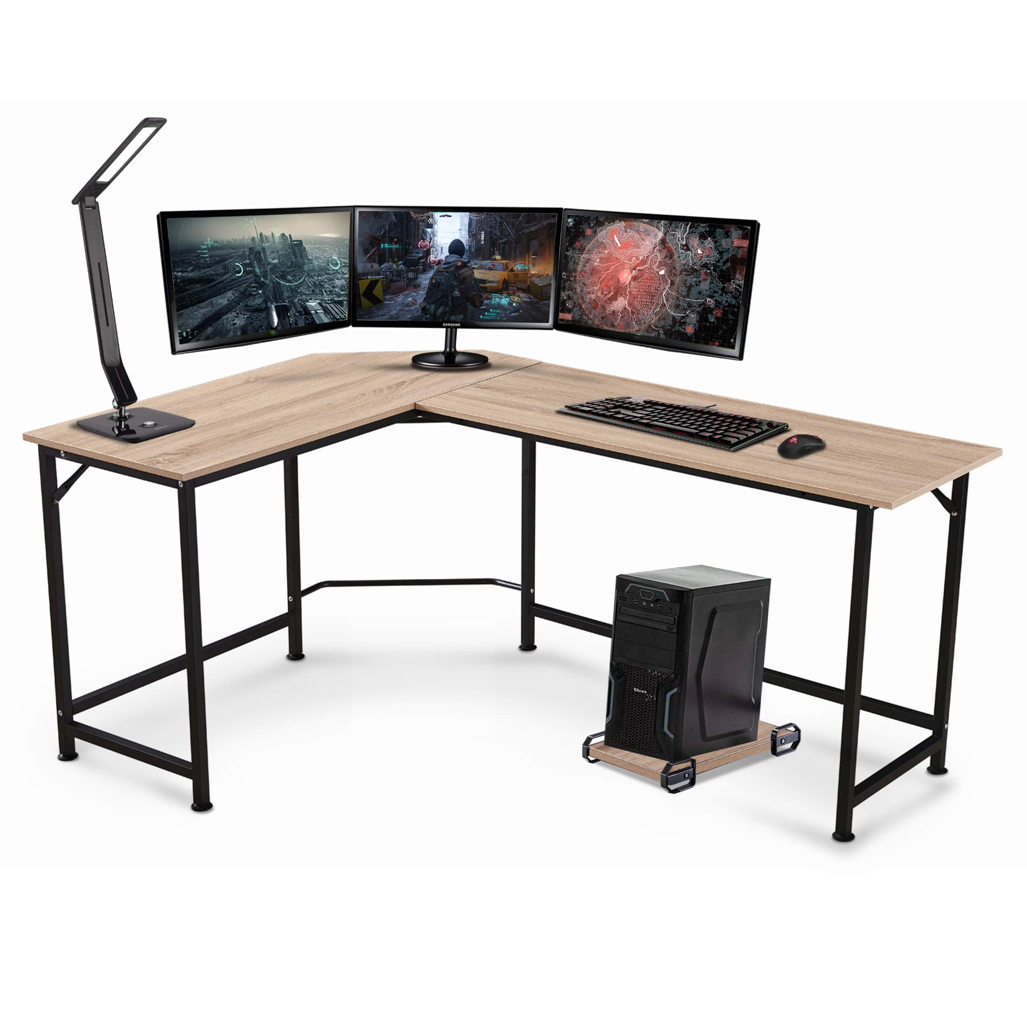 Ivinta Computer Desk Gaming Desk L Shaped Desk Office Desk Corner Desk Modern Writing Desk Executive Desk PC Gaming Desk Study Desk for Small Space (White)