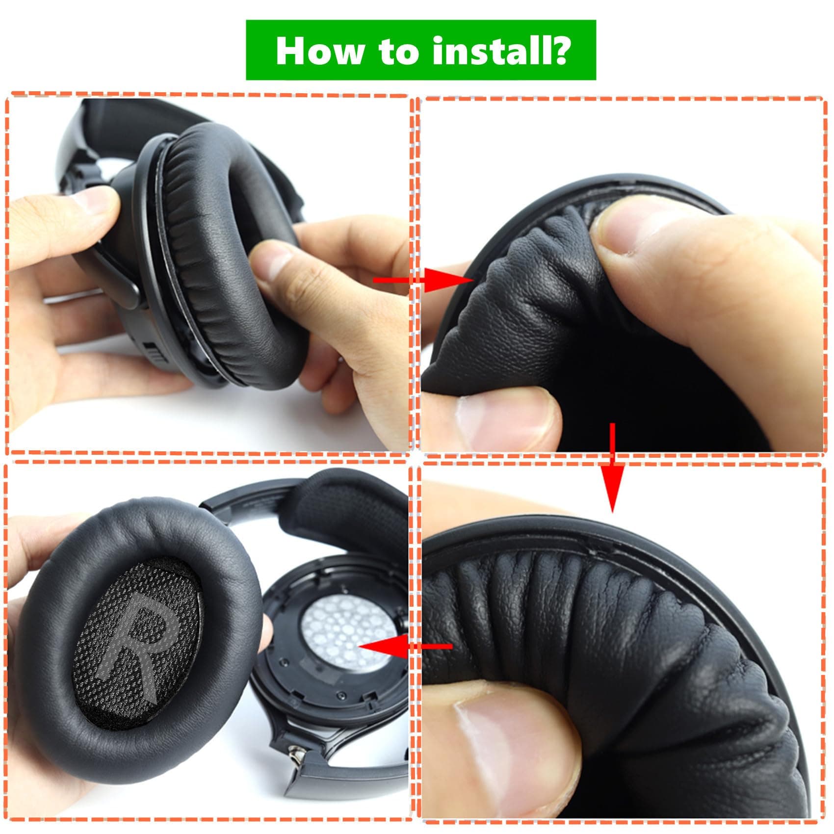 Upgrade Ear Pads Ear Cushions Earpads Replacement Compatible with Fogeek Apollo 11 Headphones Protein Leather Black