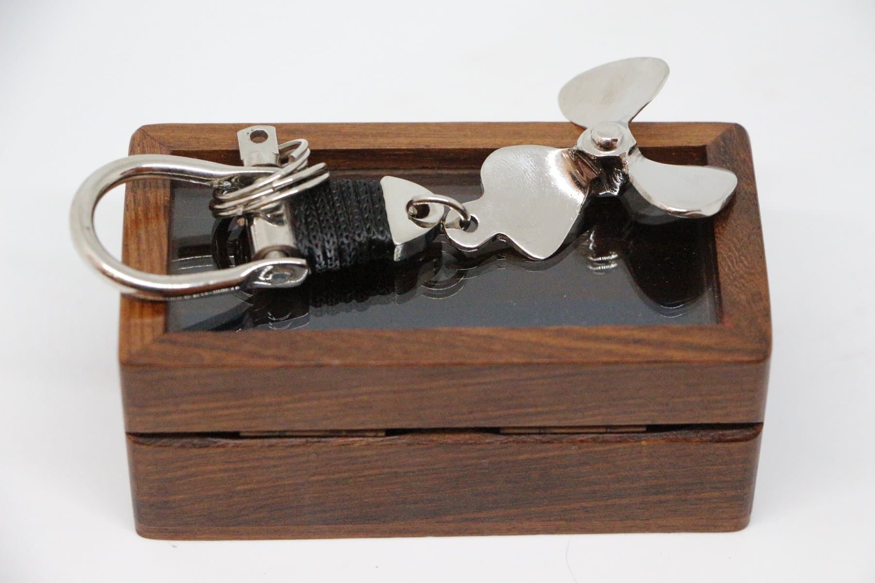 Bitacora Keychain Propeller Wooden Box Nickel Nautica Sailor Captain Boat