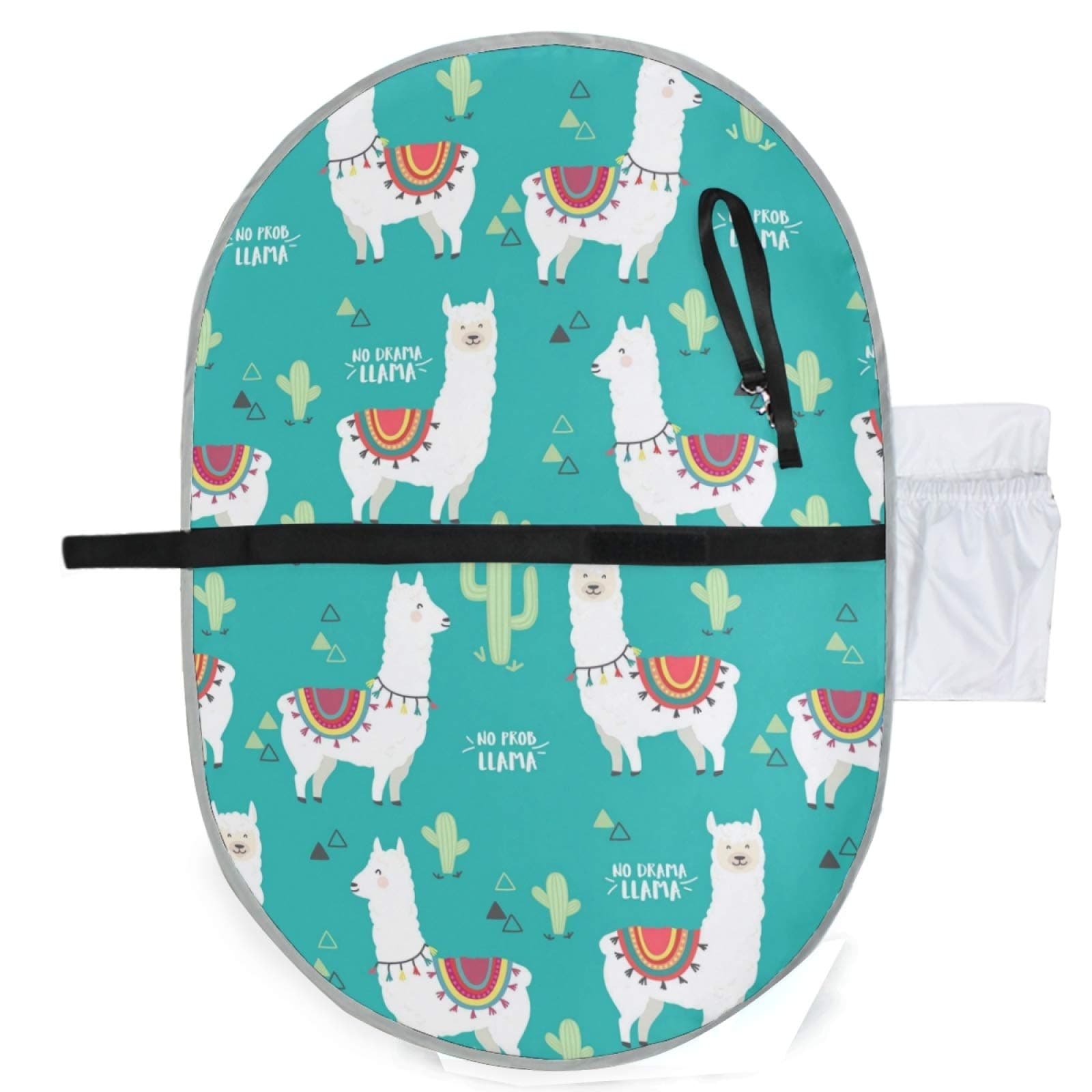 Llama Alpaca Baby Changing Pad, Portable Diaper Changing Pad, Diaper Bag Mat, Foldable Travel Changing Station | Stroller Strap,Side Pocket for Wipes Diaper