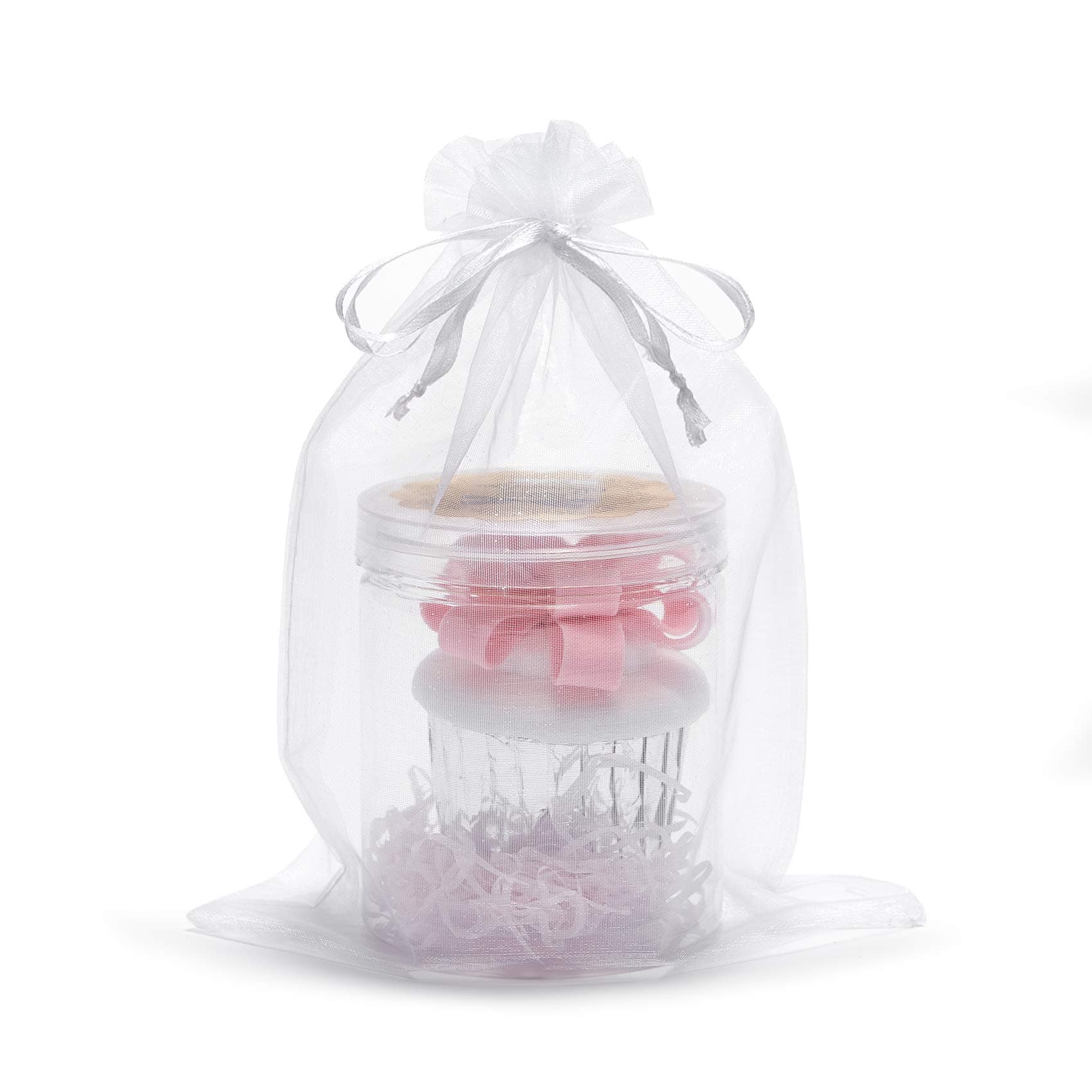 Volanic 50PCS 6X9 Inch (17X23 CM) Sheer Drawstring Organza Gift Bag for Jewelry Party Wedding Favor Candy Mini Bottle Samples Display