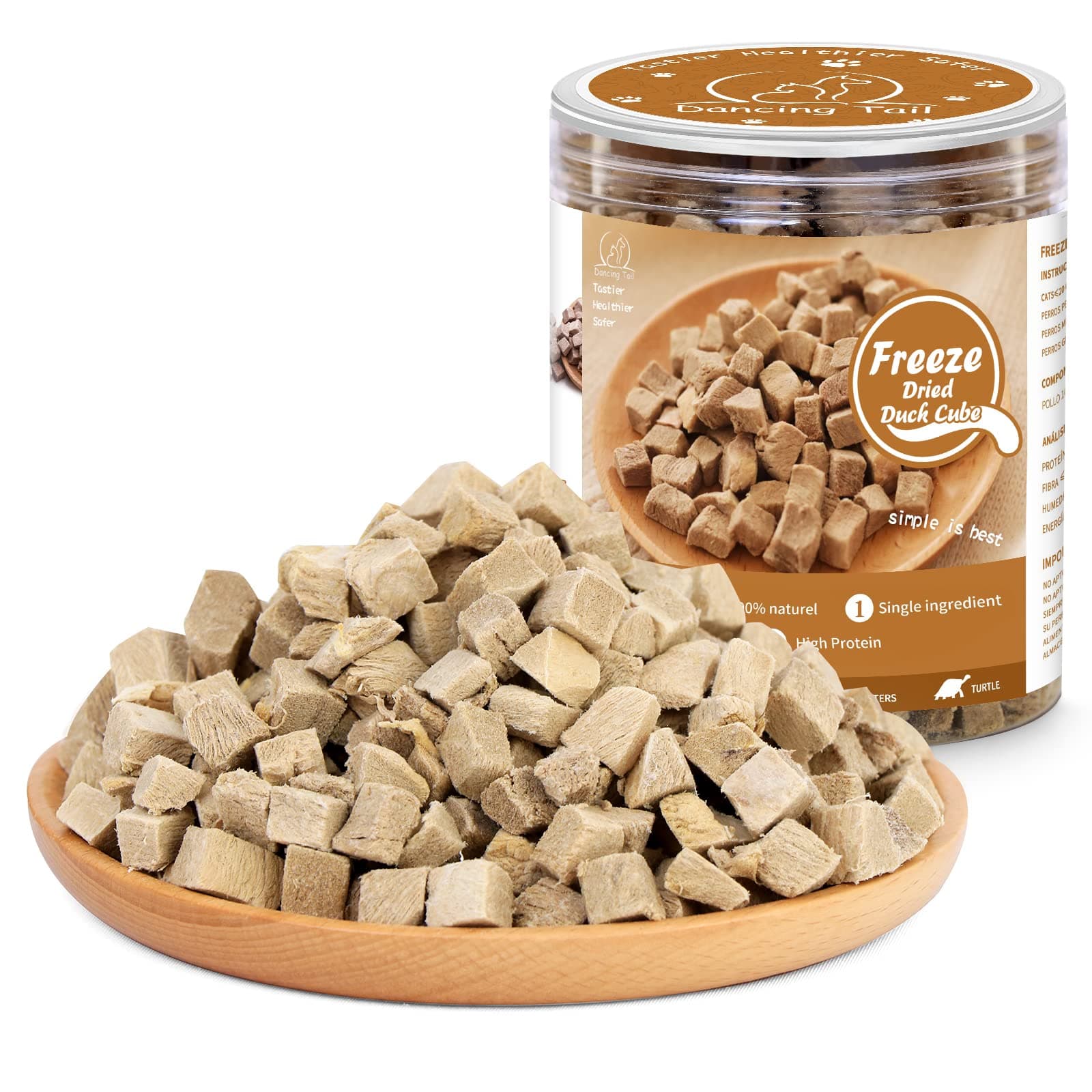 Freeze Dried Raw Cat and Dog Treats, Healthy Limited Ingredient Duck Cube Weight Control Traing Treats for Small Dogs Cats 4.6 Ounce