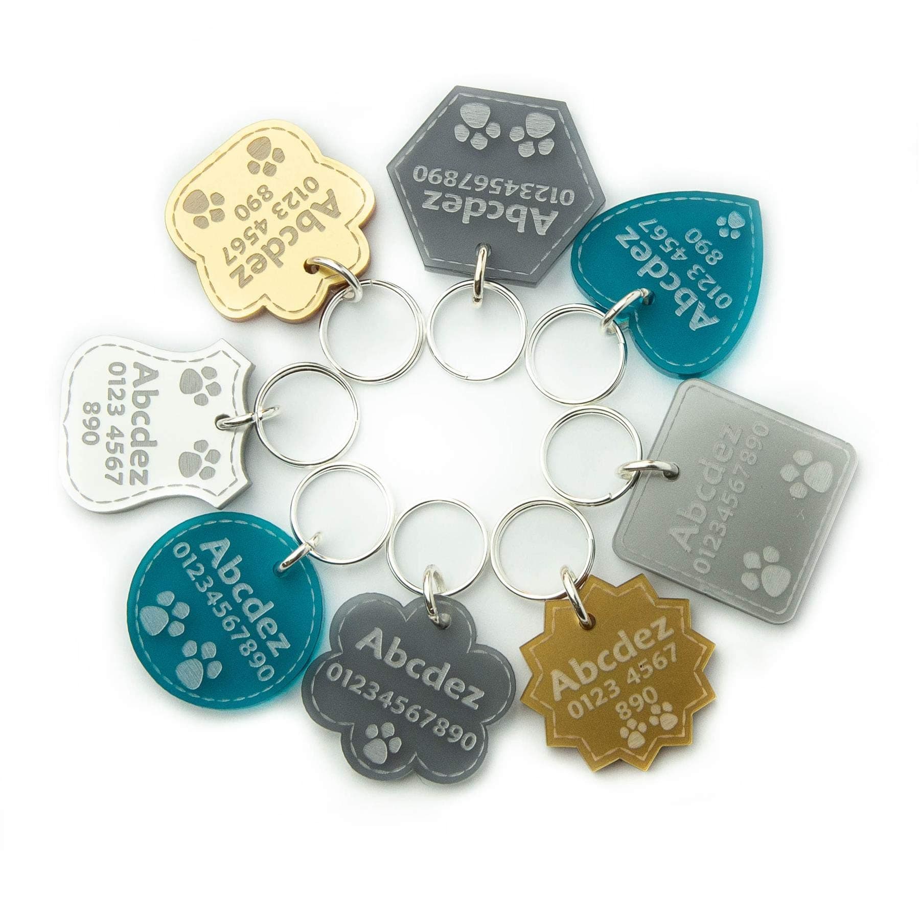 Personalised Cat Dog Tags Pet ID Engraved Luxury Premium Acrylic Plastic