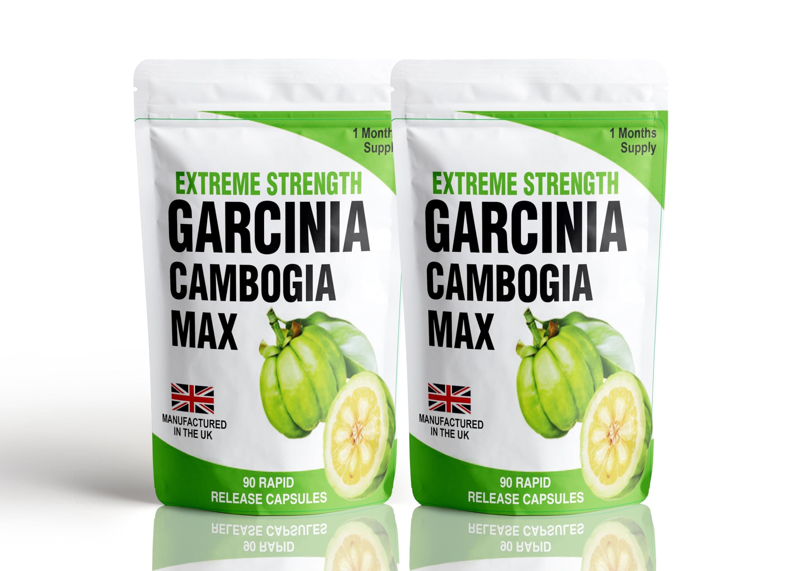Garcinia Cambogia Fruit Extract Food Supplement 2 X 90 Capsule Bottles Plus Meal Plan and Dieting Tips for Men and Women