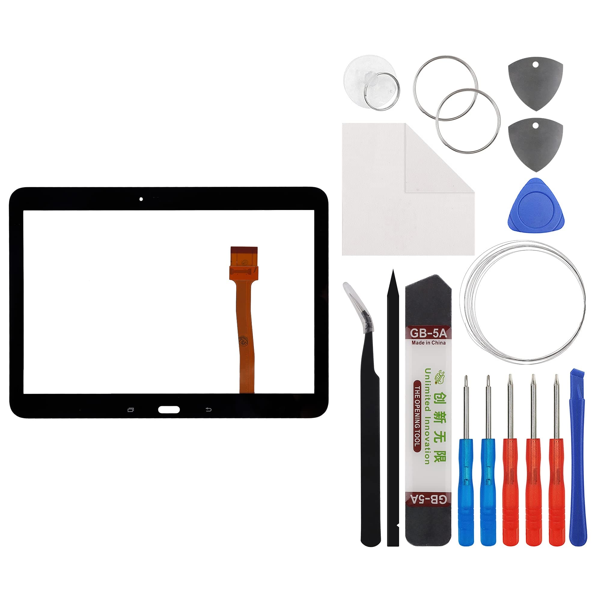 E-yiiviil Front Glass Outer Screen Lens Replacement Compatible with Samsung Galaxy Tab 4 SM-T530 10.1 inch with Tools(No Display and Touch digitizer)