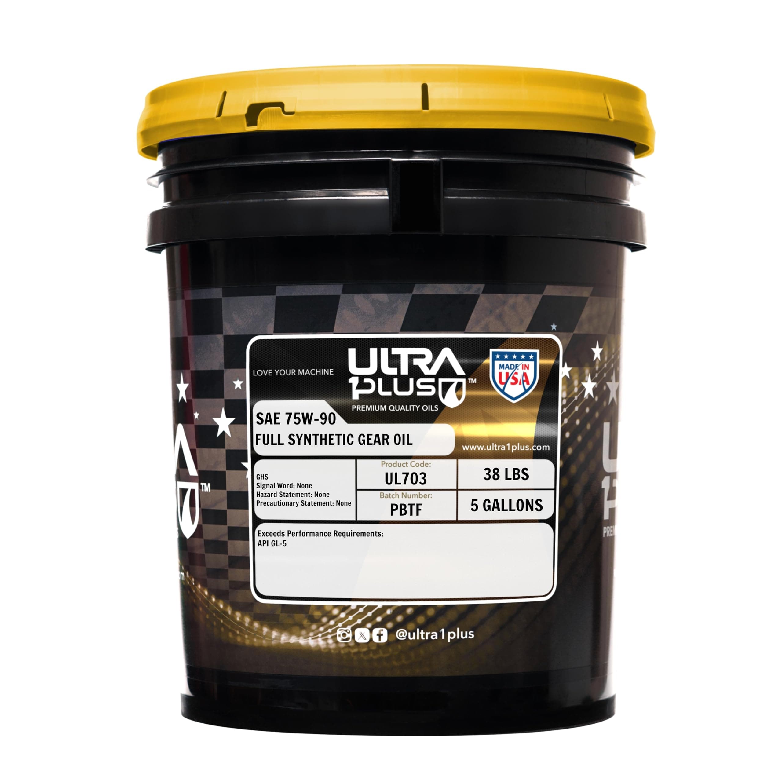 ULTRA 1PLUS SAE 75W-90 Synthetic Gear Oil, API GL-5 (5 Gallon Pail)