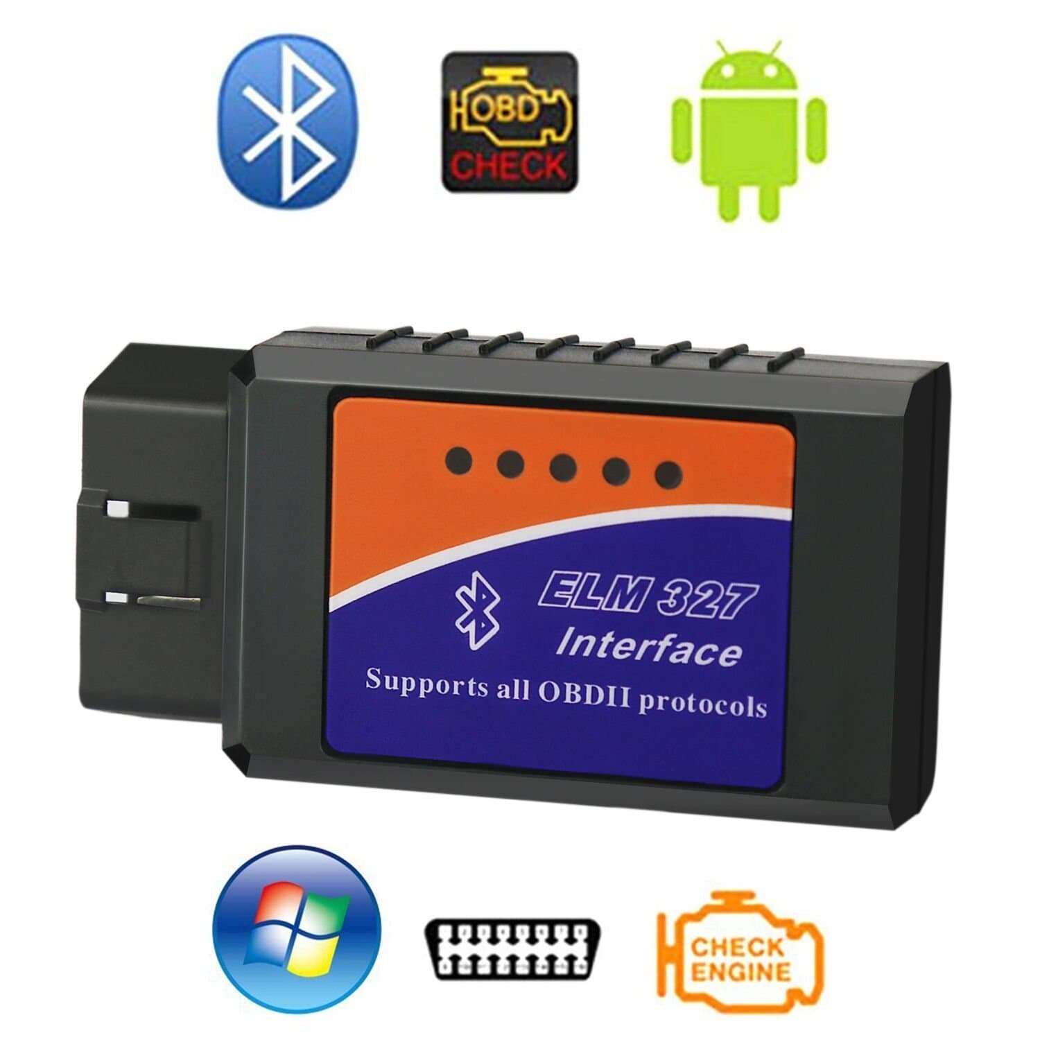 ELM327,Car Bluetooth OBD 2 OBD2 OBDII Scan Tool Scanner Adapter Code Reader Check Engine Light Diagnostic Tool for Android ,Windows & PC(Bluetooth ELM327)