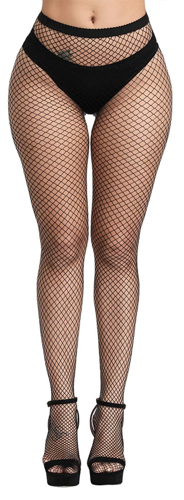 Women's High Waisted Fishnet Tights Sexy Wide Mesh Fishnet Stockings